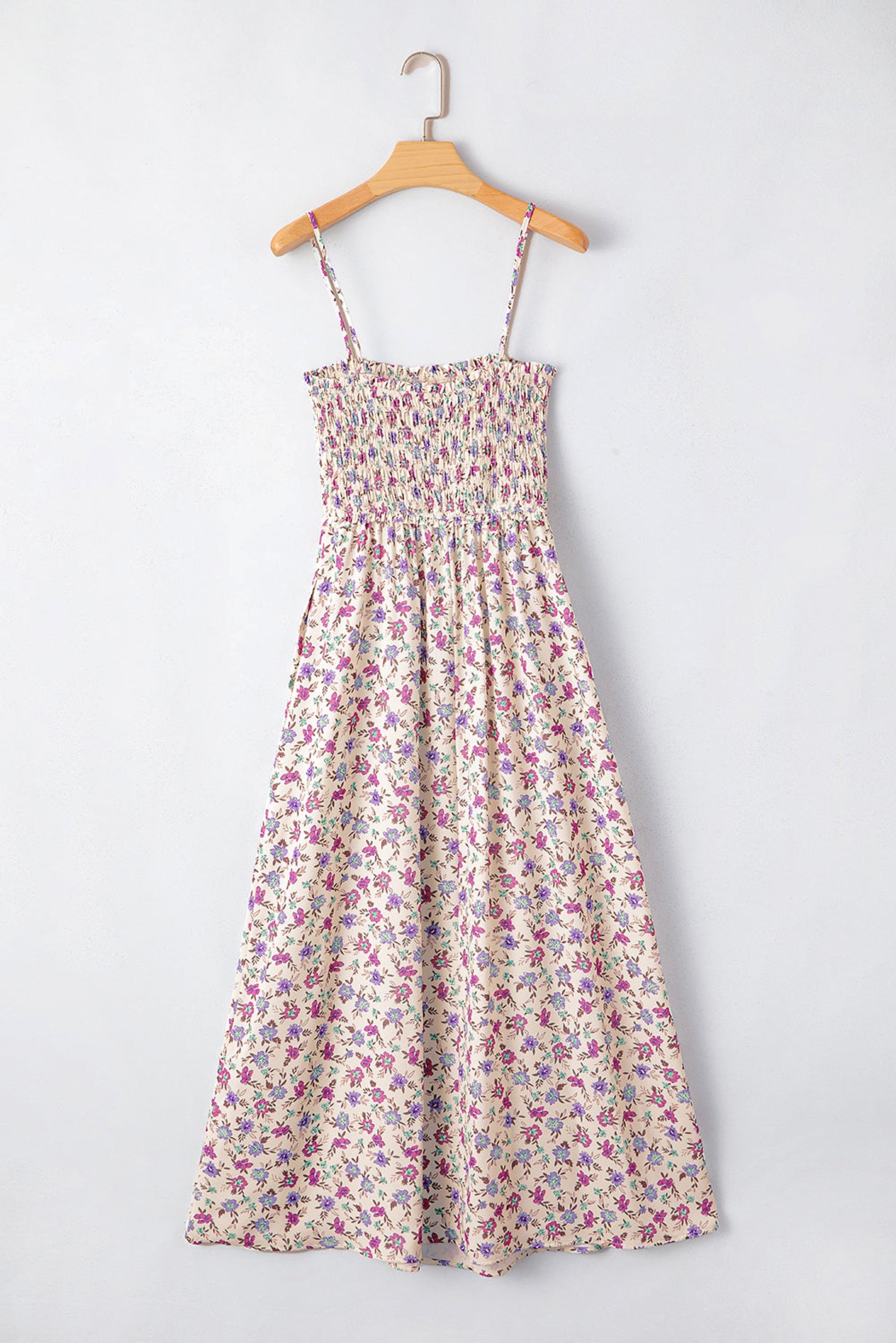 Multicolour Bohemian Ditsy Floral Smocked Fit Flare Sundress - enhanced image 6