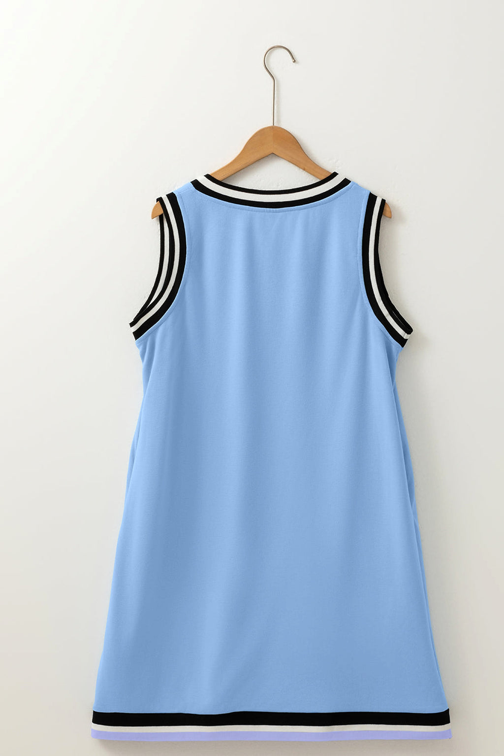 Myosotis Color Contrast Trim V Neck Shift Sleeveless Mini Dress - enhanced image 6