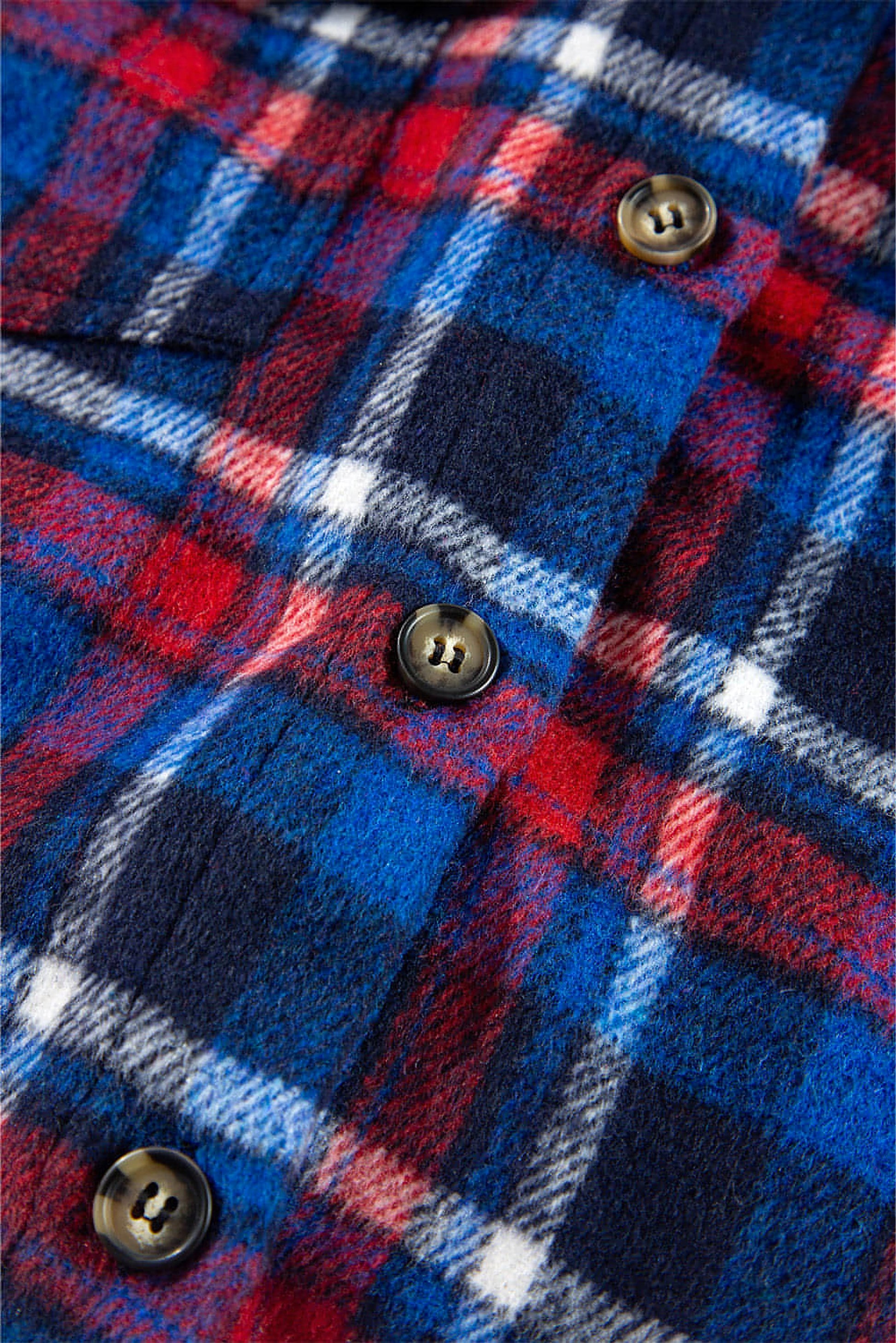 Navy Blue Plaid Flap Pocket Button Up Shacket - enhanced image 6