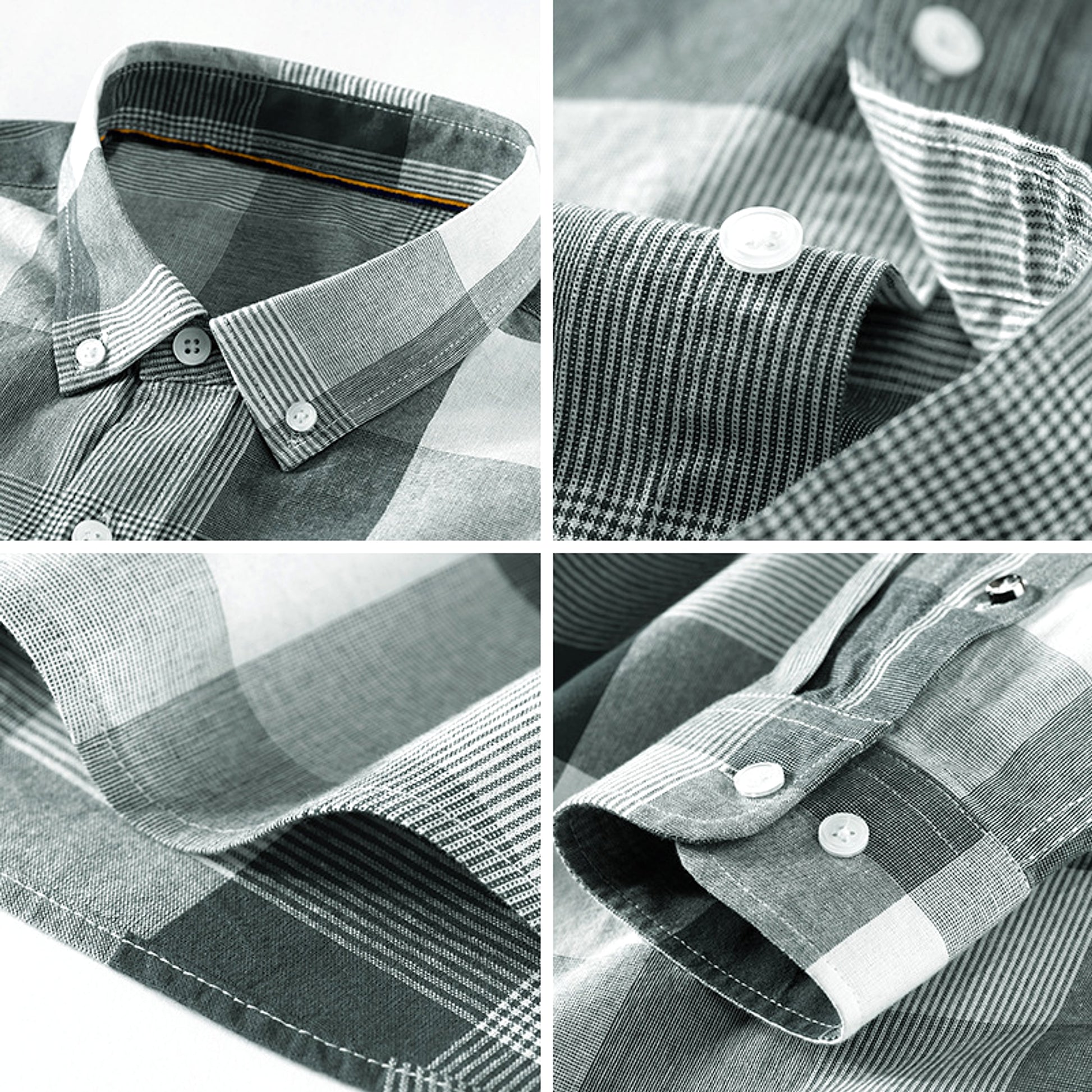 New Cotton Men's Long-sleeved British Plaid DressShirt - enhanced image 6