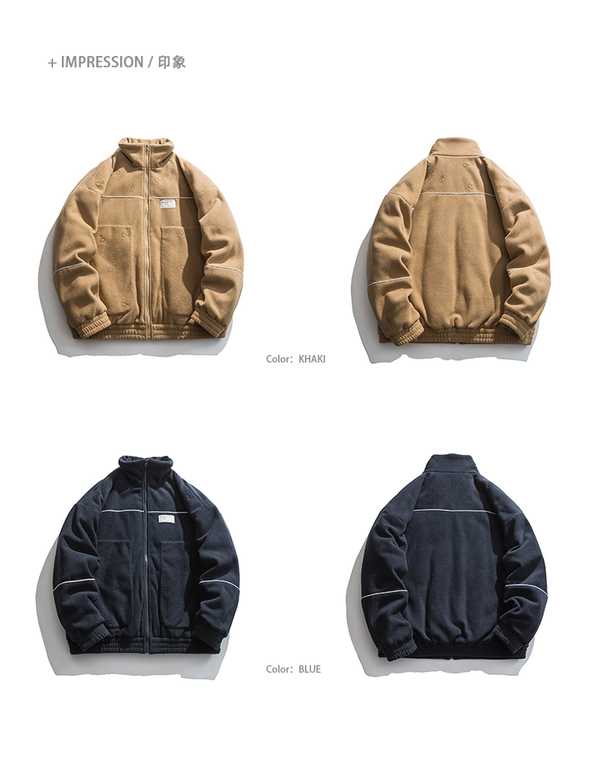 New Japanese Lamb Fleece Zipper Loose Cotton Coat For Men - enhanced image 6