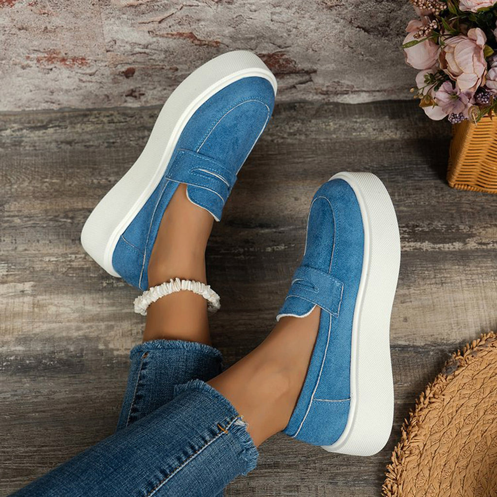 New Loafers Platform Round Toe Slip-on Shoes For Women Outdoor Casual Walking Shoes - enhanced image 6