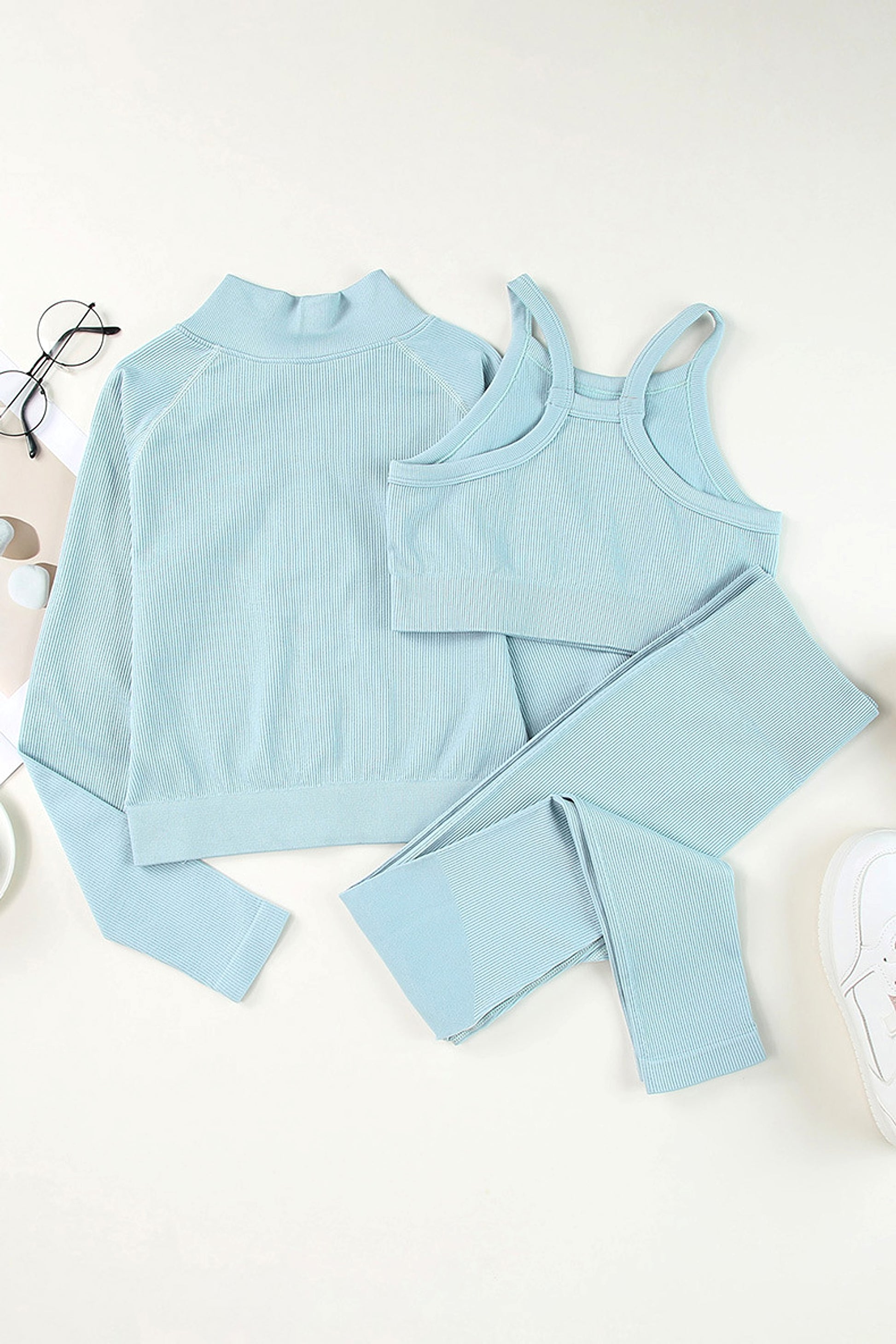 New Solid Color Sleeveless Sports Suit Women Leggings - enhanced image 6