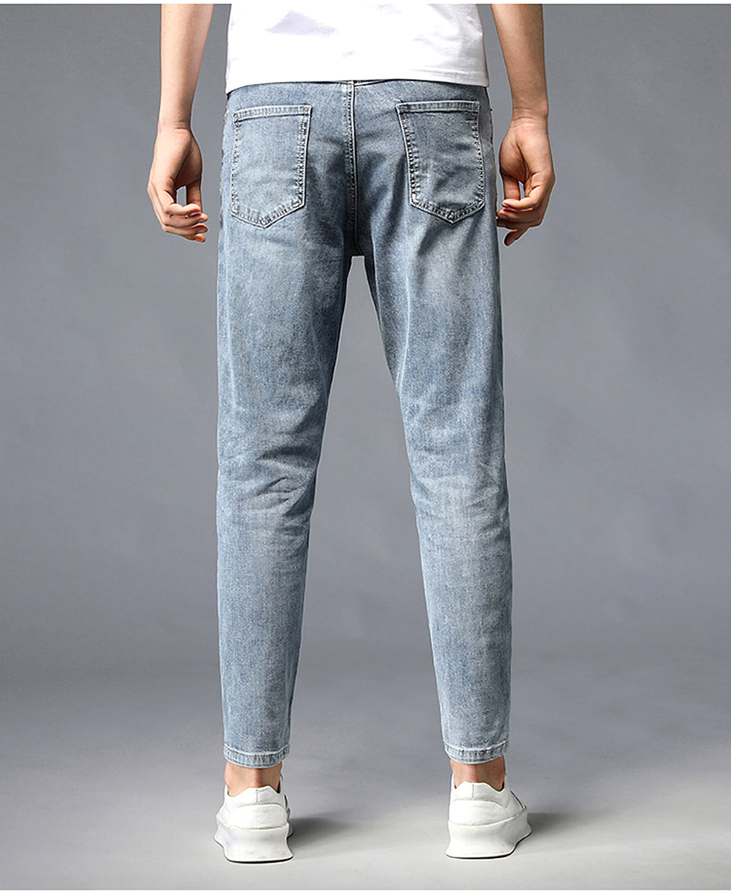 Nine-Point Washed Small Feet Jeans Straight-Leg Pants Men - enhanced image 6