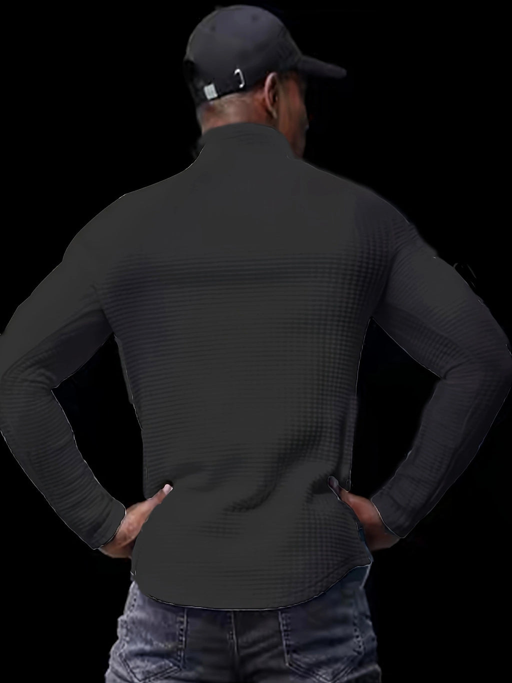 Outdoor Stand Collar Half Zip Training T-shirt Waffle Sports Bottoming - enhanced image 6