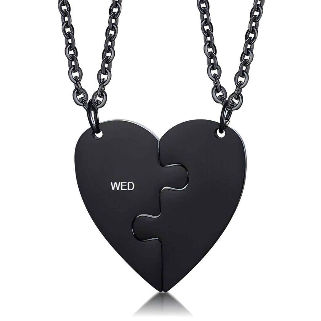Custom Engraved Heart Puzzle Necklace – Stay Connected, Always! - enhanced image 6