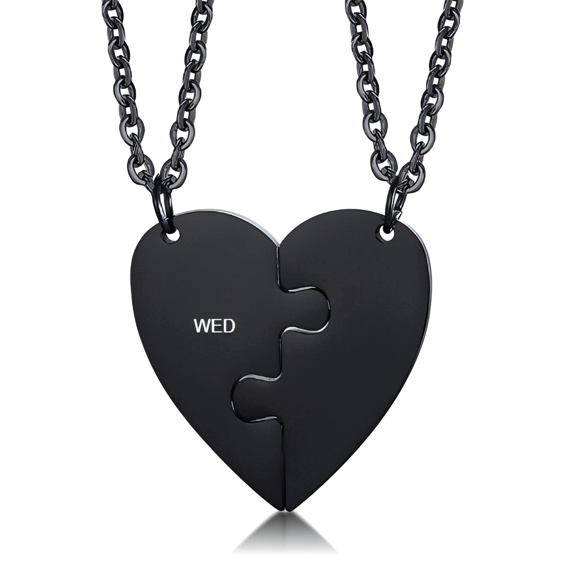 Custom Engraved Heart Puzzle Necklace – Stay Connected, Always! - enhanced image 6