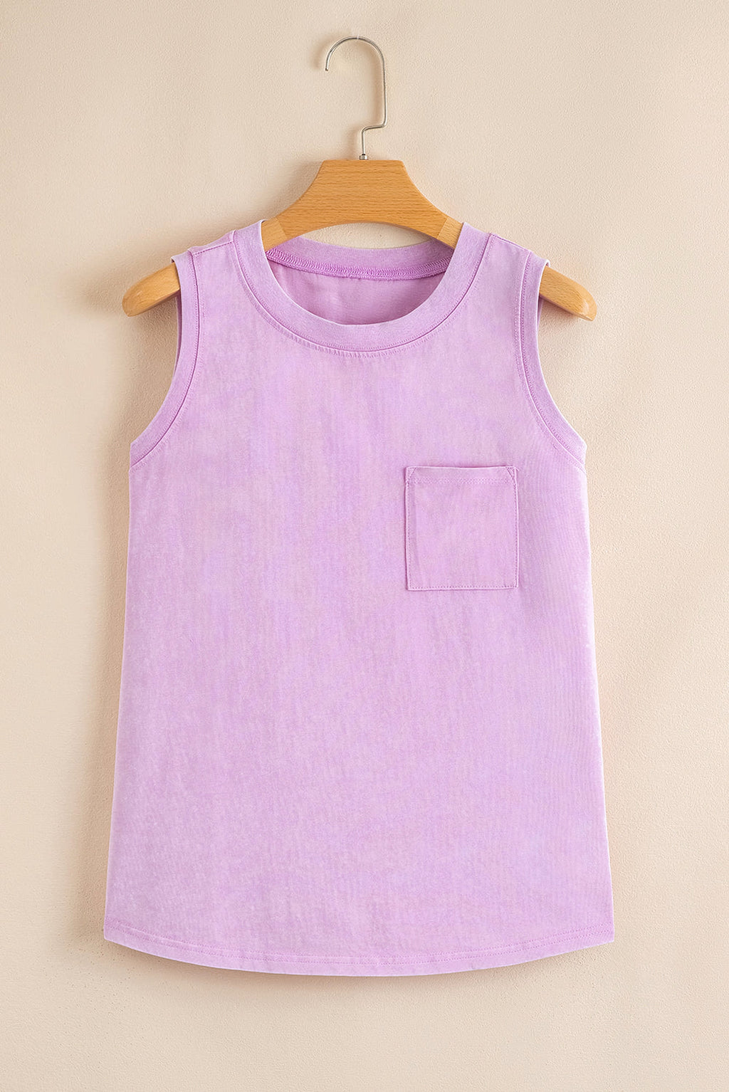 Phalaenopsis Mineral Wash Patched Chest Pocket Casual Tank Top - enhanced image 6
