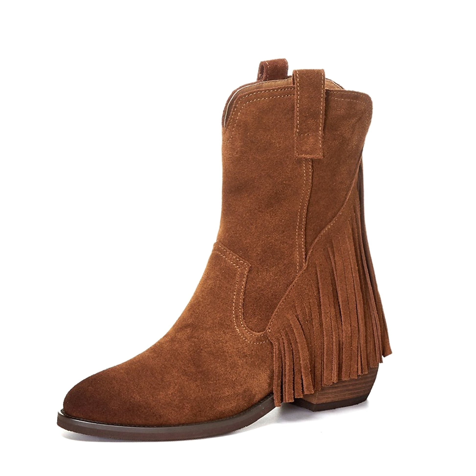 Pointed Tassel Vintage Boots with Thick Heel – "Tassel Edge" Edition - enhanced image 6