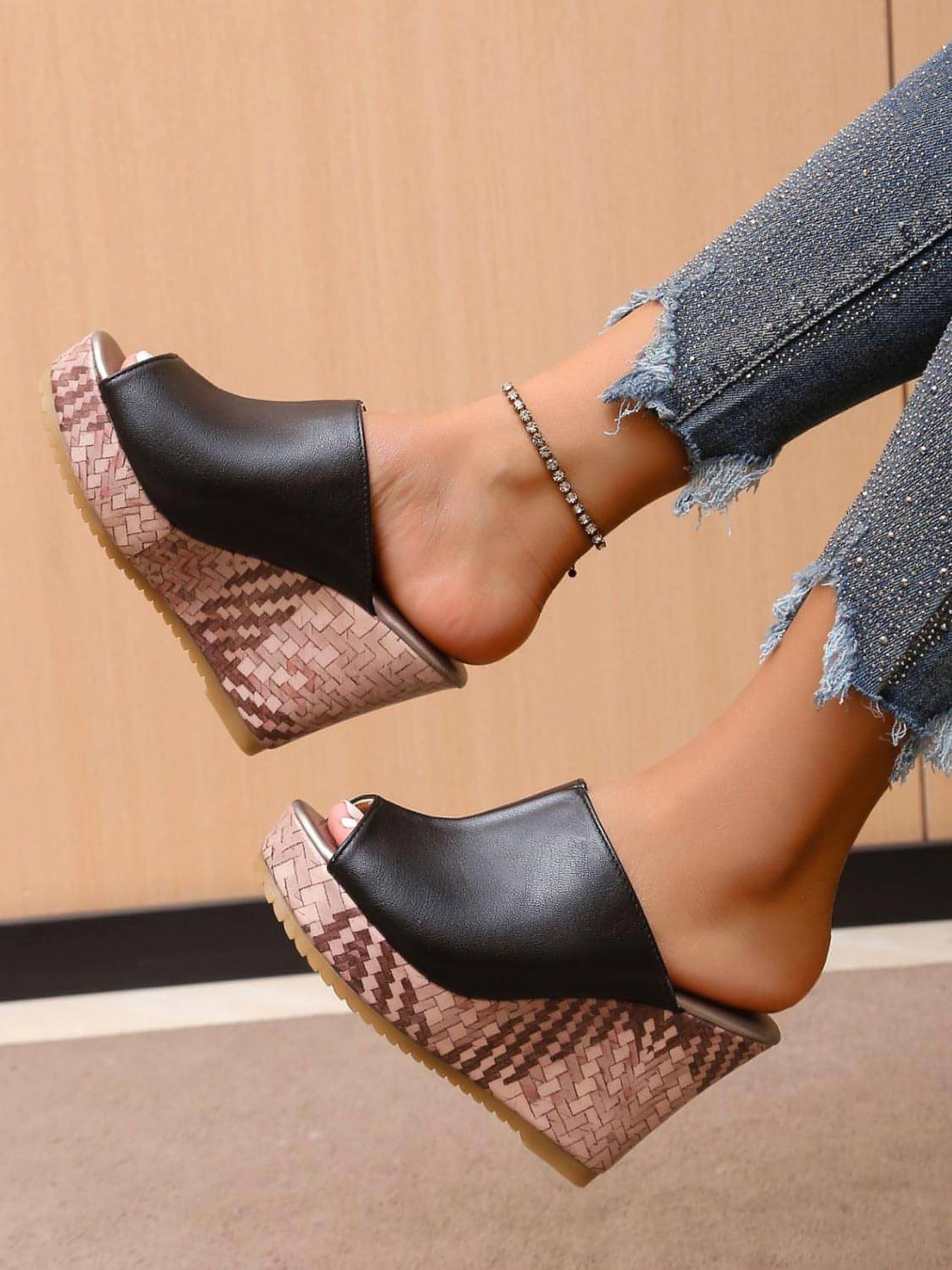PU Leather High Heel Sandals - enhanced image 6