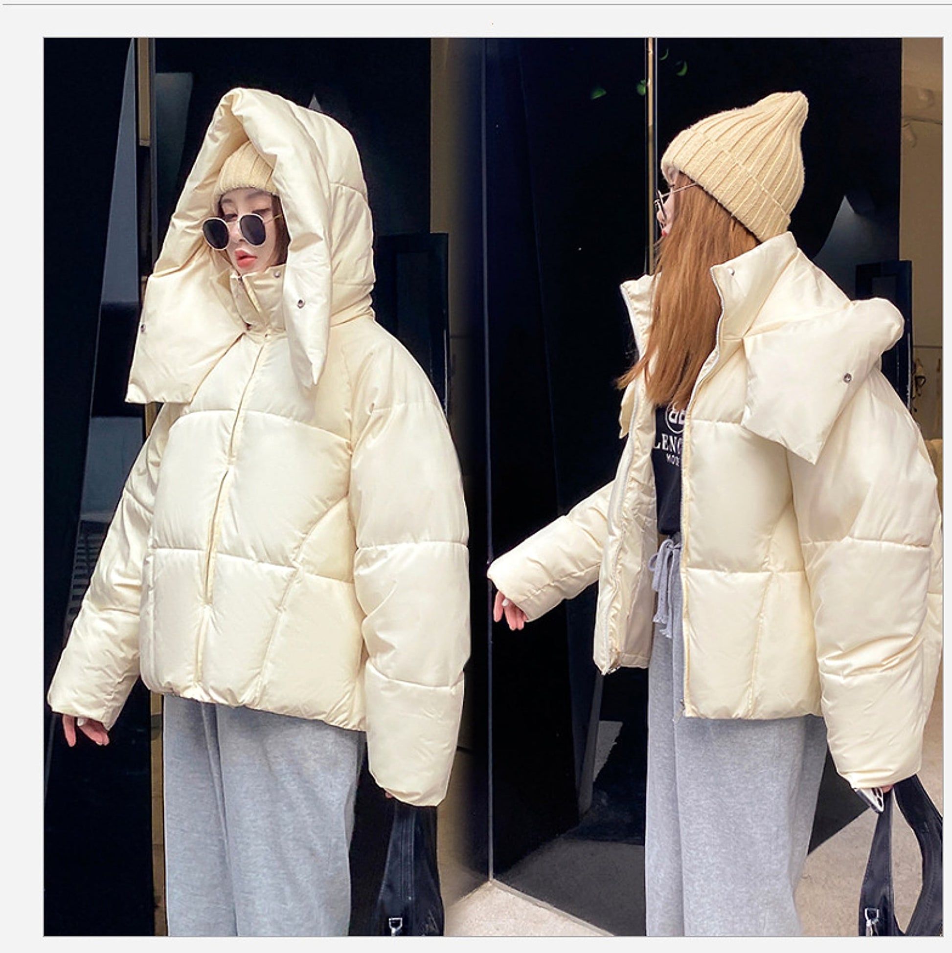 Puffy Hooded Bread Short Cotton-padded Jacket For Women Thick Loose - enhanced image 6