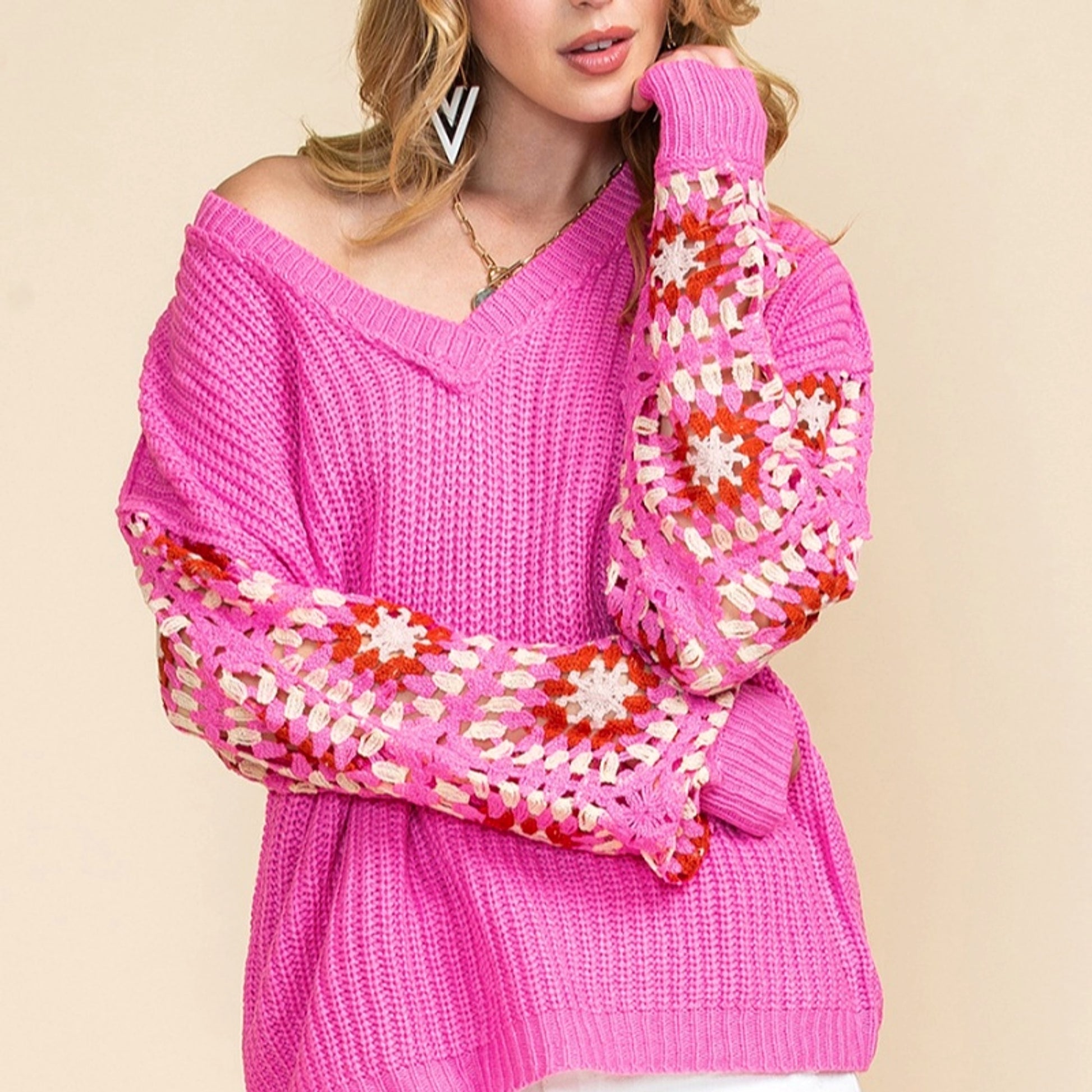Pullover Long Sleeve Top Women's Casual All-match Crocheted Knitted Sweater - enhanced image 6