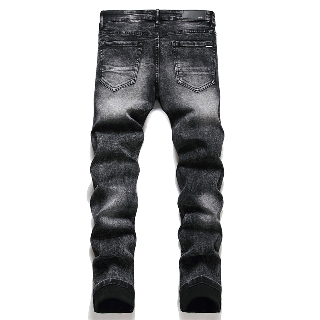 Punk Men's Jeans Hole Embroidery Five-pointed Star - enhanced image 6