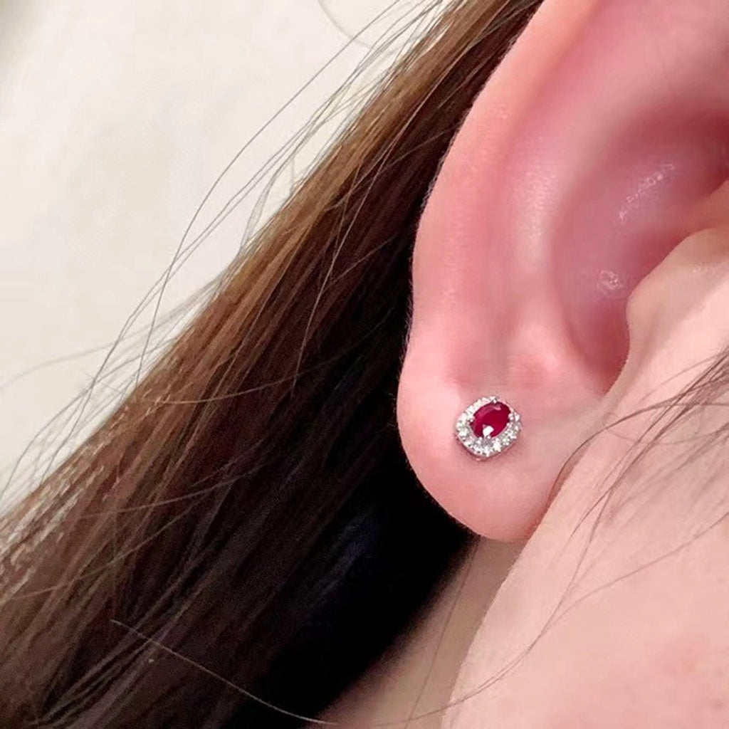 ❤️‍🔥 HF™ – Pigeon Ruby Studs | 18K Royal Edition - enhanced image 6