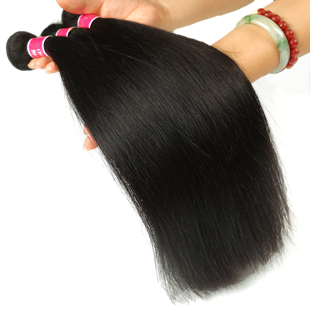 Real human hair straight wave human hair hair curtain natural color wig hair extension - enhanced image 6