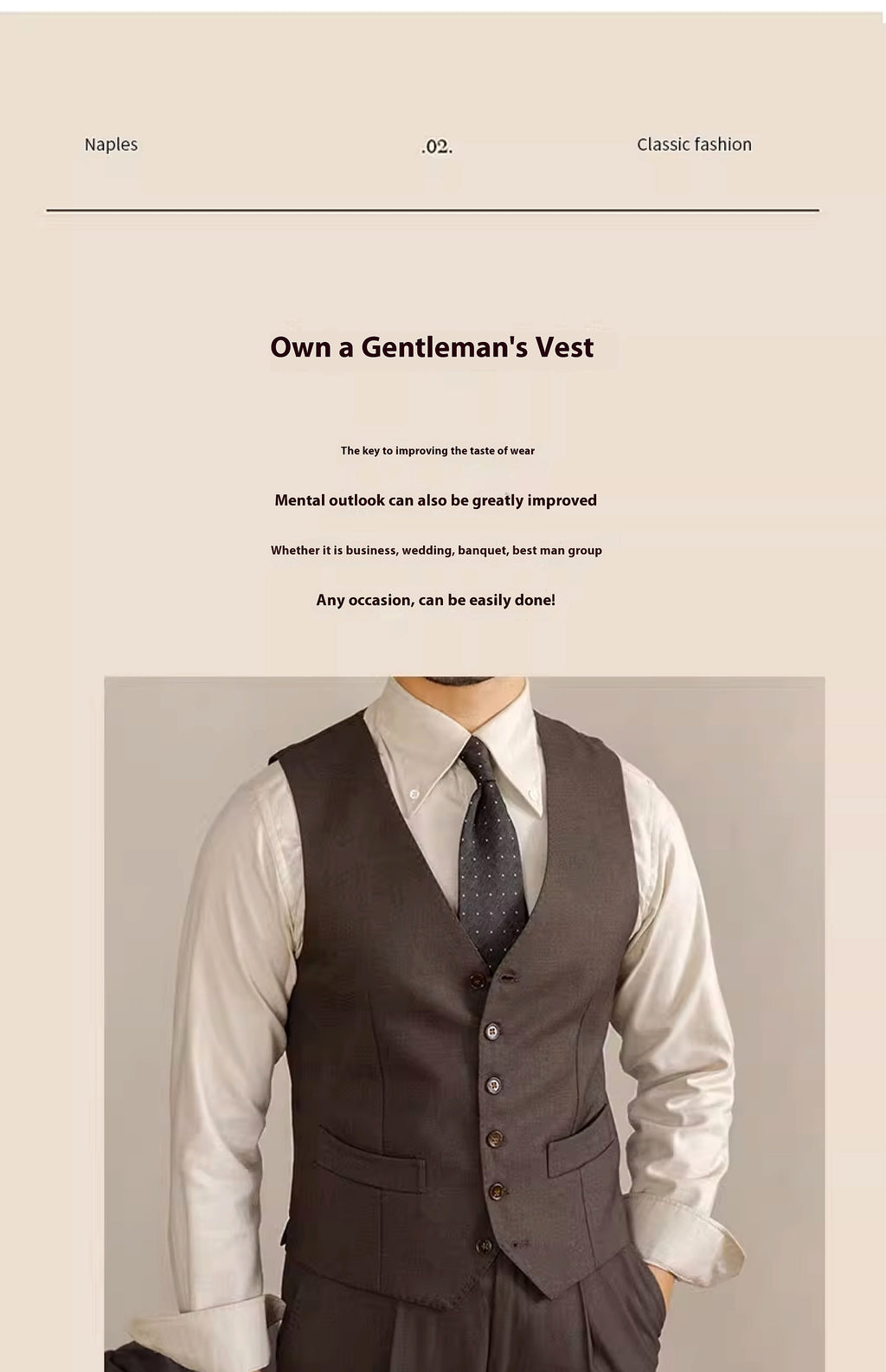 GentleForm™ – Retro Italian V-neck Suit Vest - enhanced image 6