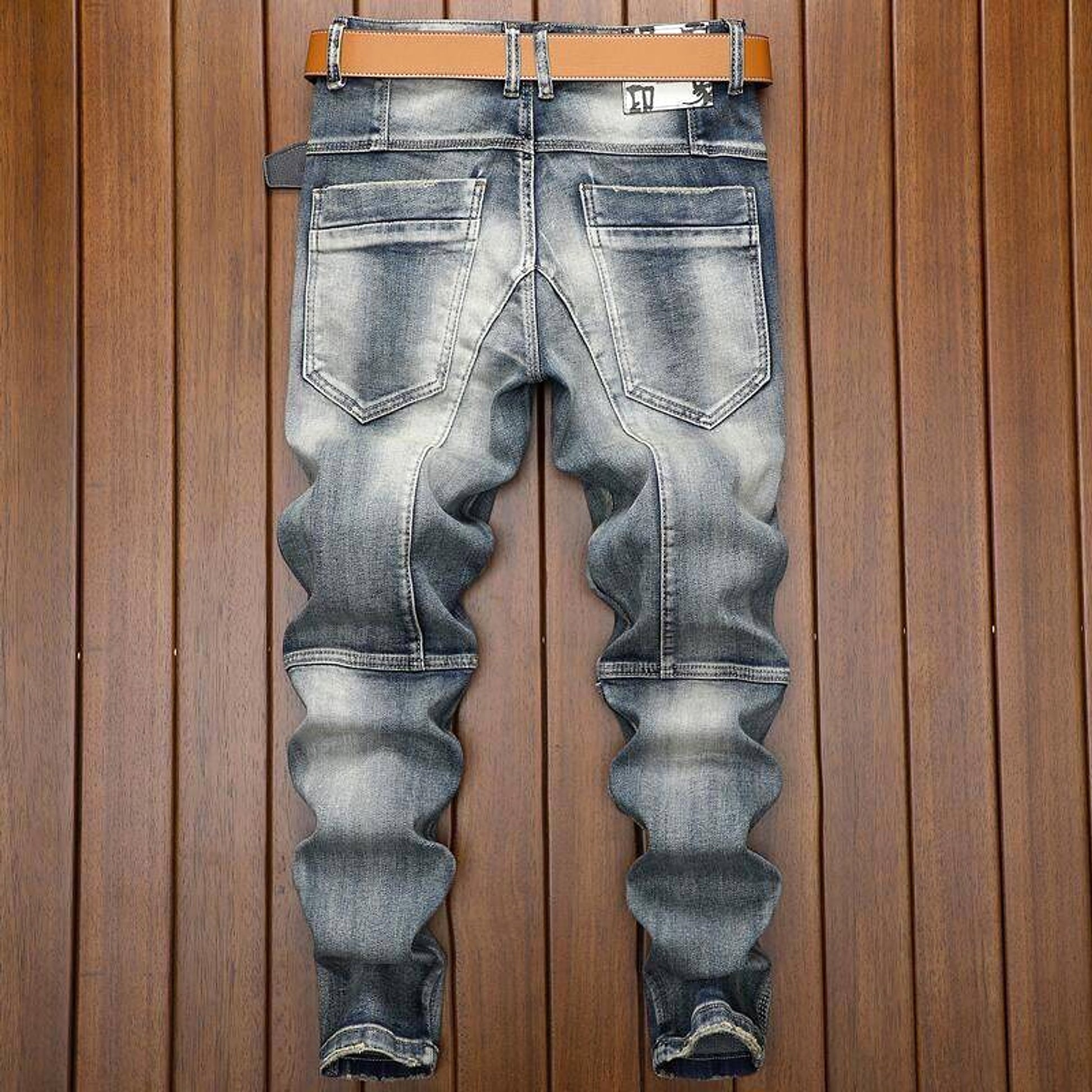 Retro Straight Motorcycle Motorcycle Pants Men Jeans - enhanced image 6