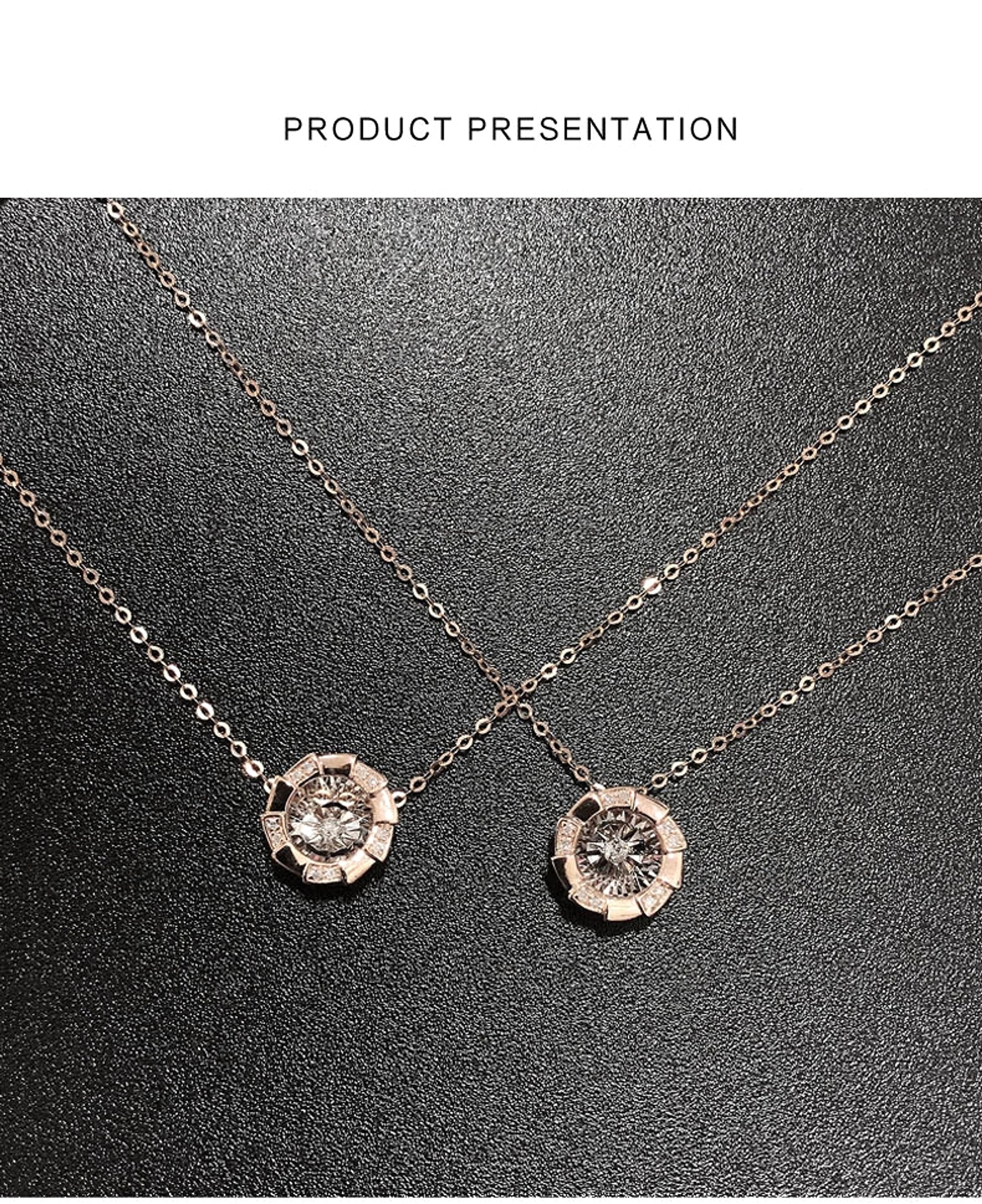 Rose Gold Pulsatile Heart Diamond Pendant Clavicle Chain - enhanced image 6