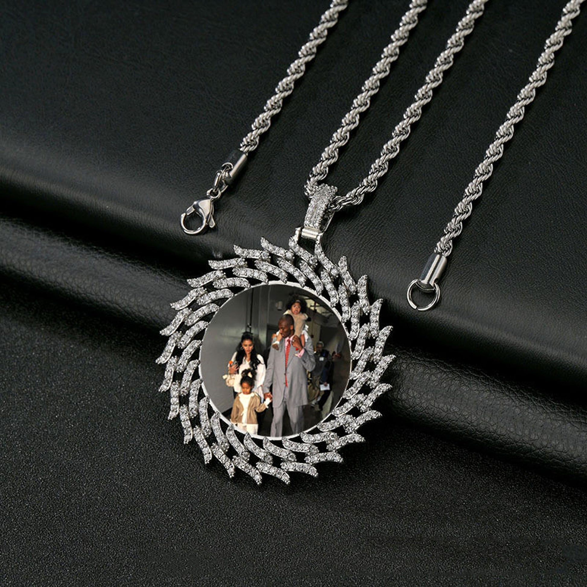 Personalized Round Diamond Sunflower Necklace – Custom Photo & Engraved Pendant - enhanced image 6