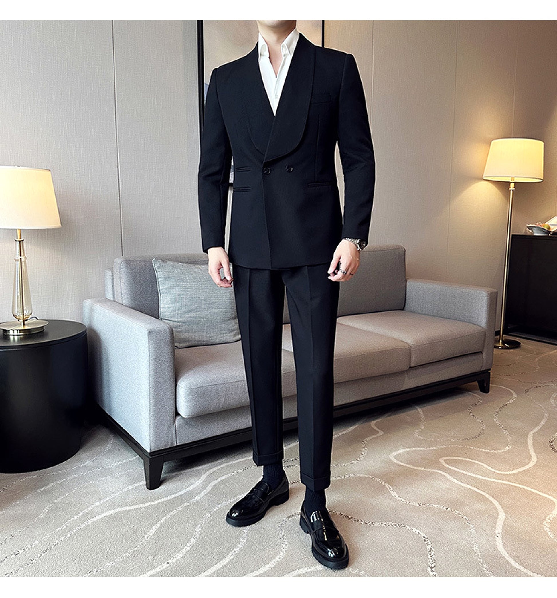 RoyalElite™ Men's Suit – Double-Breasted Business Elegance - enhanced image 6