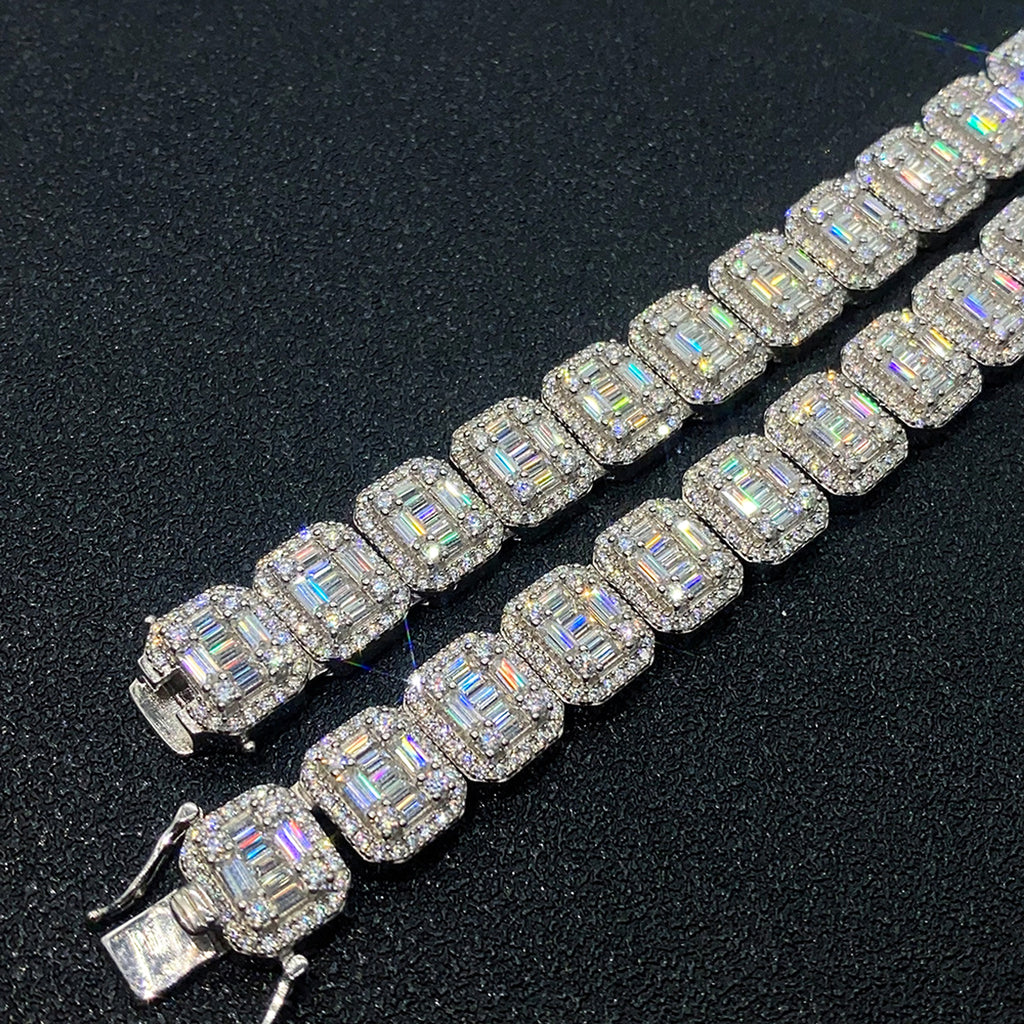 S925 Silver Rectangular Moissanite Cuban Link Chain – Sophisticated and Stylish - enhanced image 6