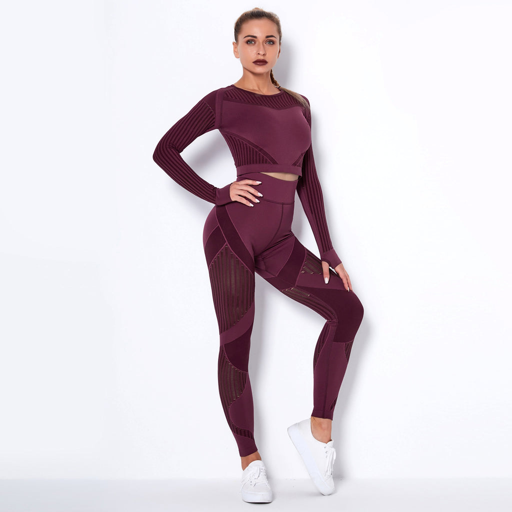 Seamless Knitted Absorbent Yoga Long-Sleeved Suit Yoga Wearsuit - enhanced image 6