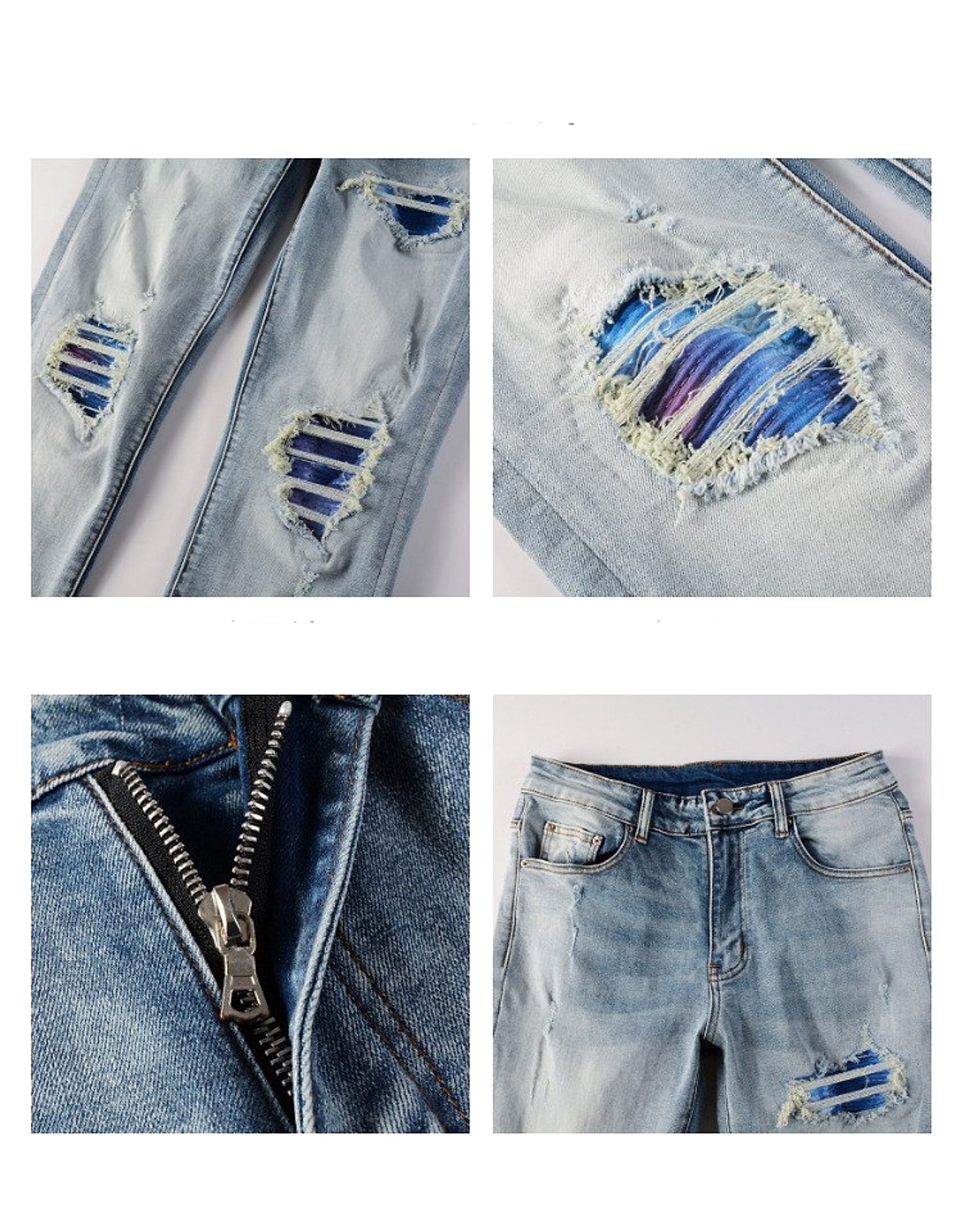 Slim Elastic Hole Skinny Pencil Trousers Jeans Men - enhanced image 6