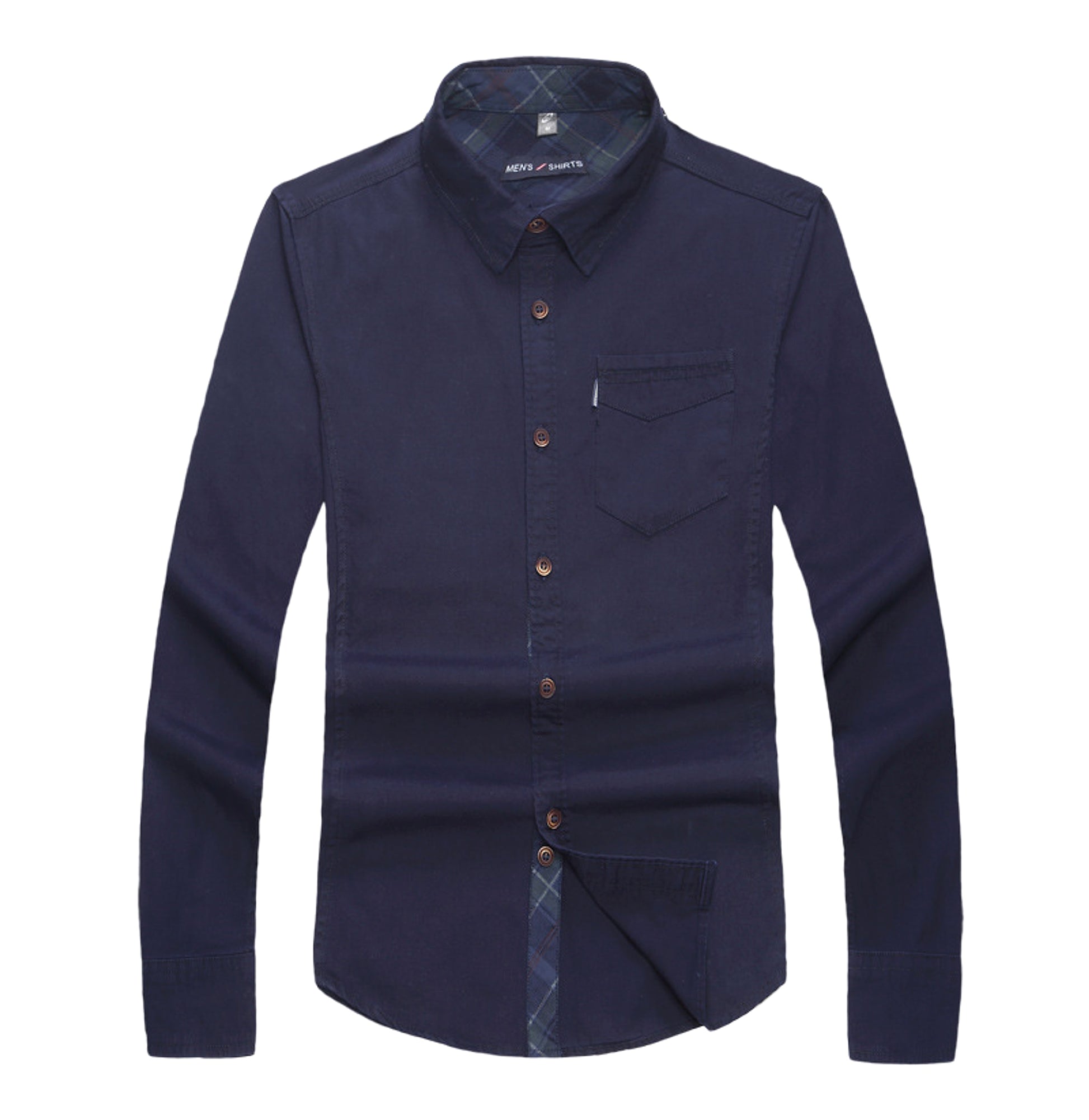 Solid Color Men's Military Dress Shirt Style Slim Fit - enhanced image 6
