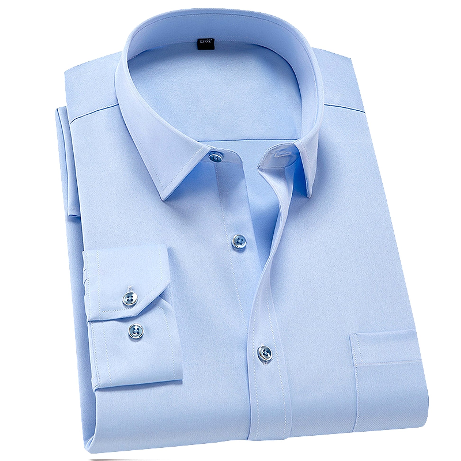 Solid Color DressShirt Men's Non-ironing Stretch Breathable Business Casual - enhanced image 6