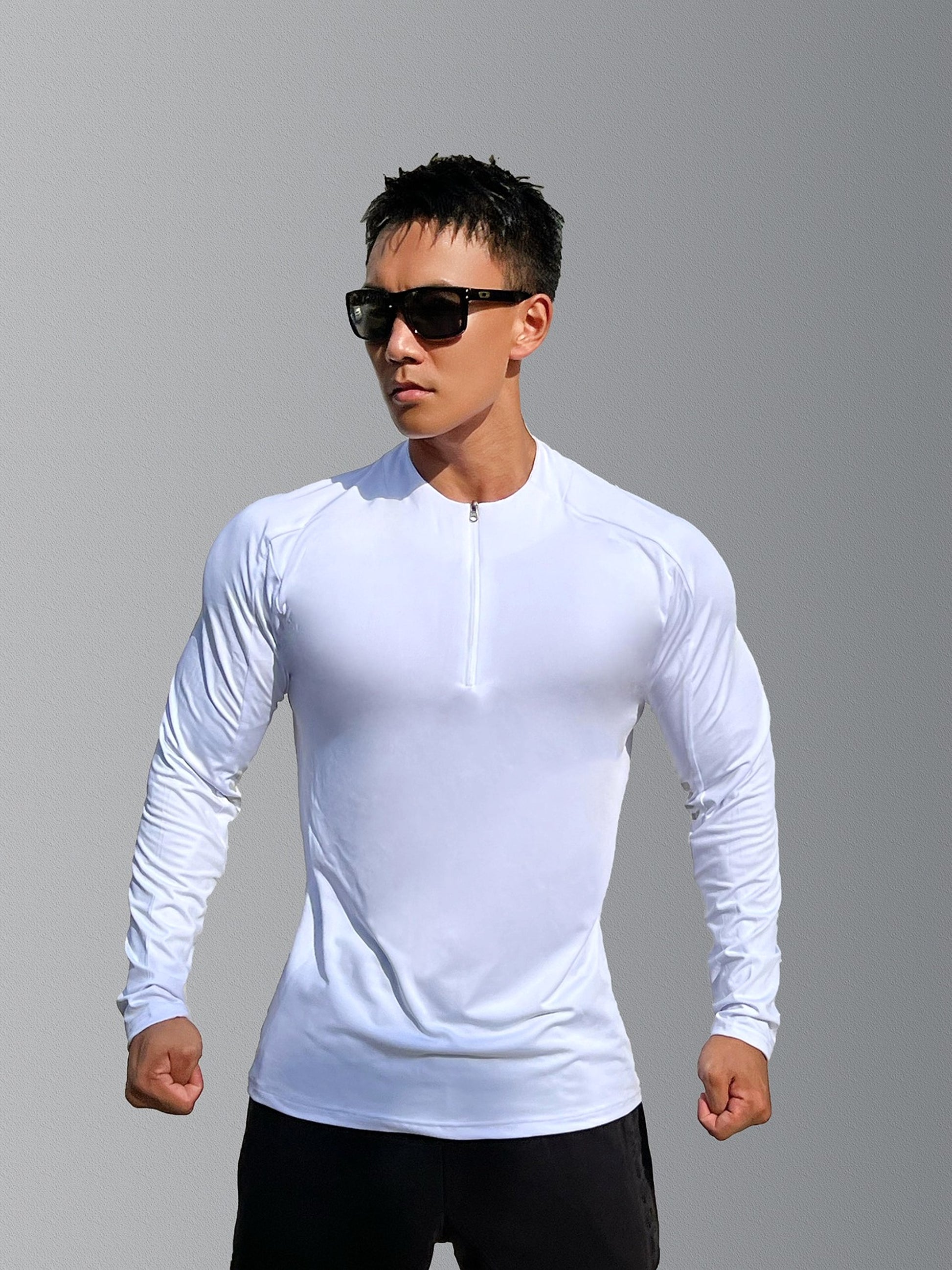 Sports Fitness Men's Long Sleeve Top Zip-up Shirt Trousers Two-piece Suit - enhanced image 6