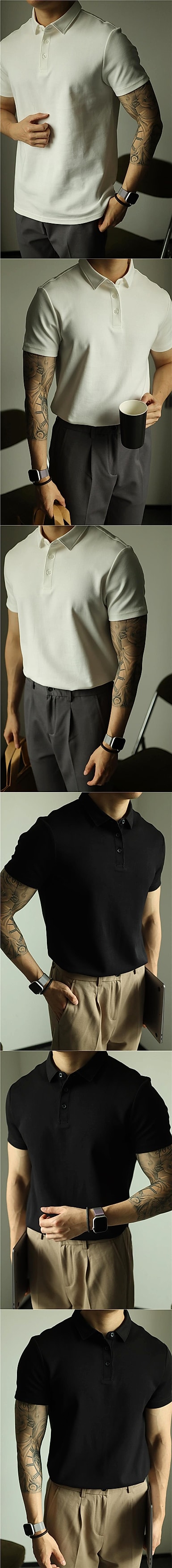 Chic Summer Polo: Modern Lapel Short Sleeve Shirt - enhanced image 6