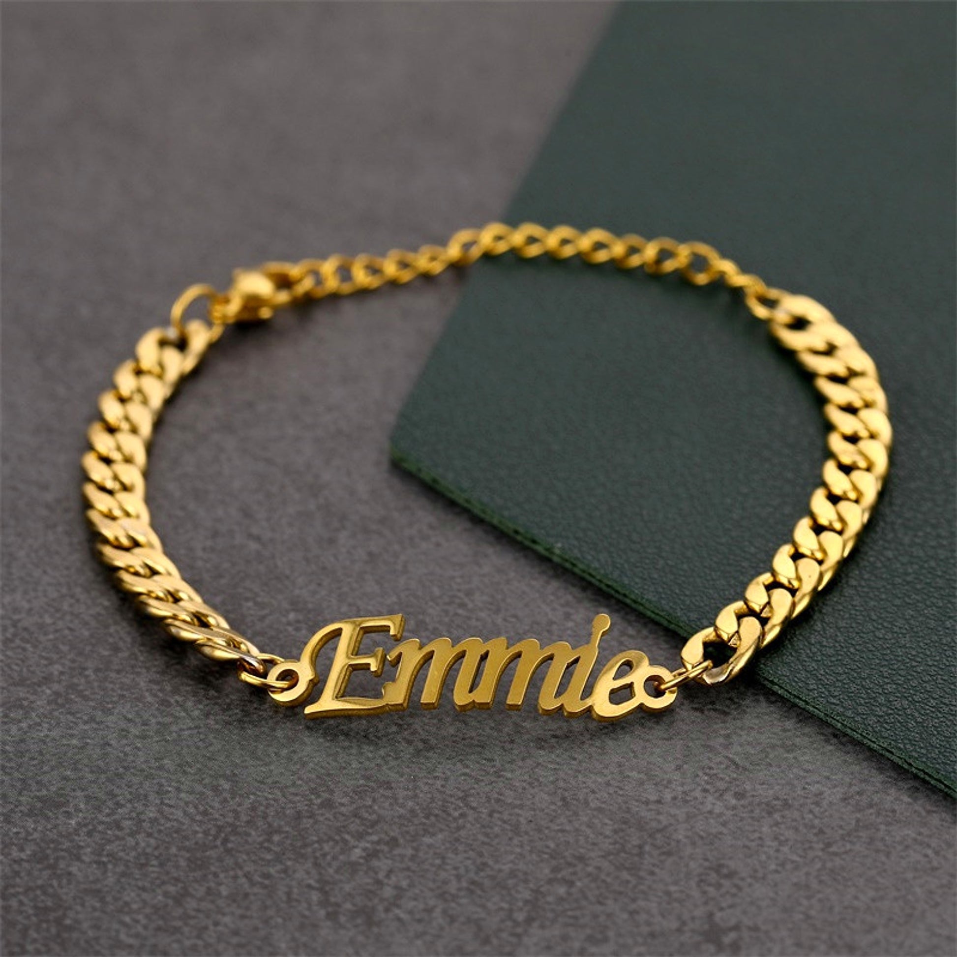 Stainless Steel 4mm Cuban Chain Custom Name Men's Classic Bracelet - enhanced image 6