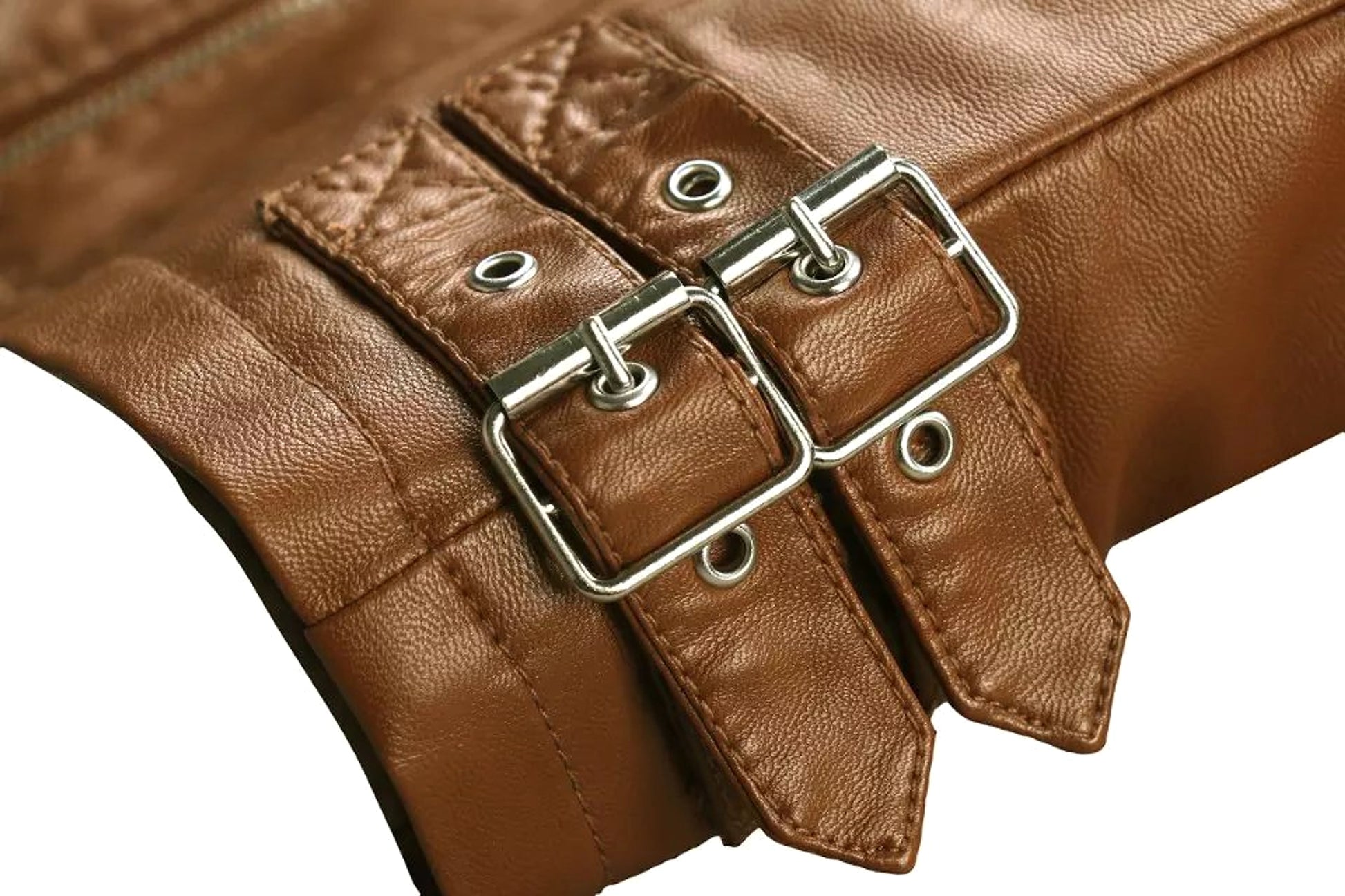 Standing Collar Motorcycle Pu Slim Leather Jacket Women Short - enhanced image 6