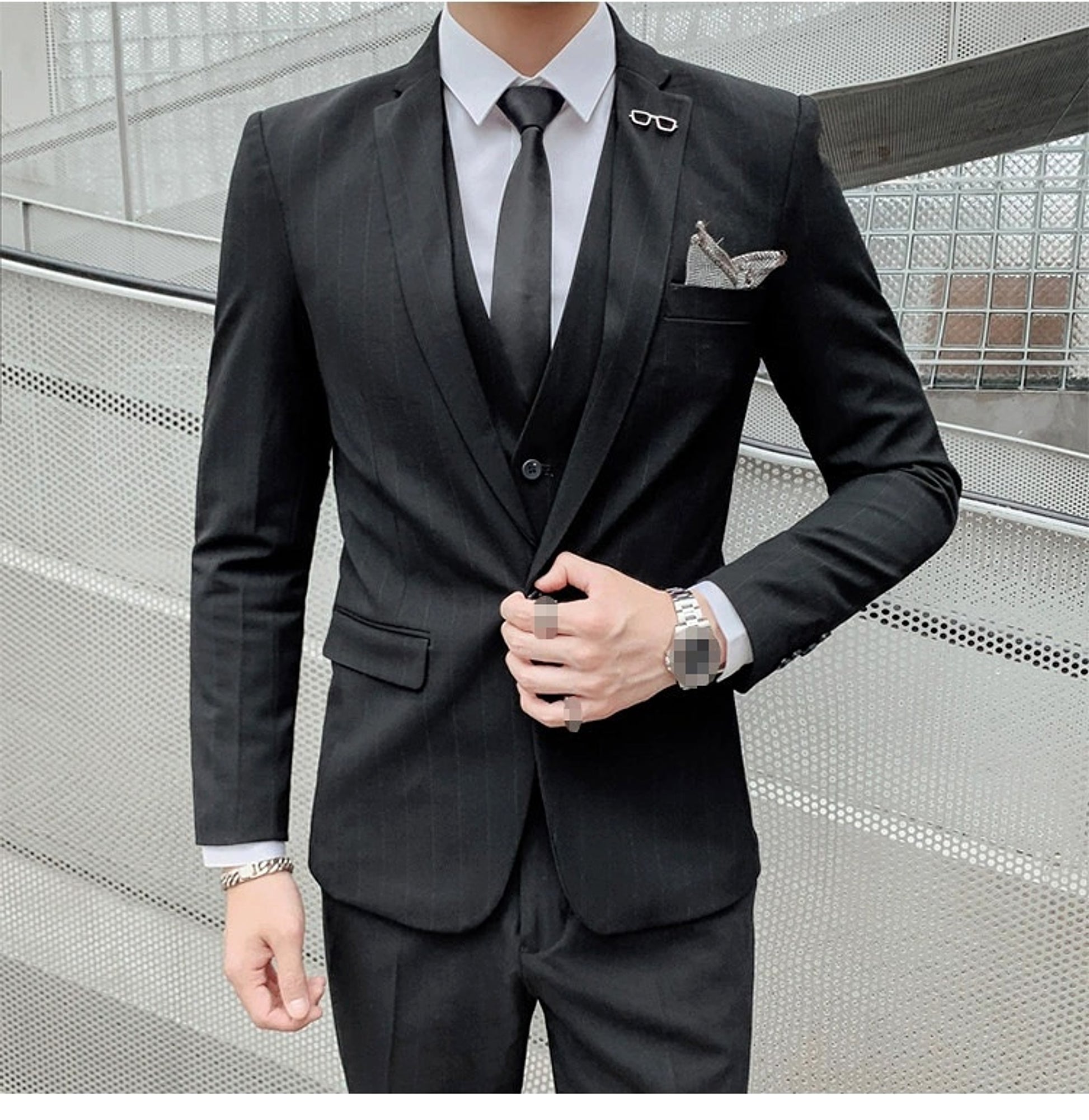 Striped Suit Men's Korean Style Small Suit Professional Business Suit - enhanced image 6