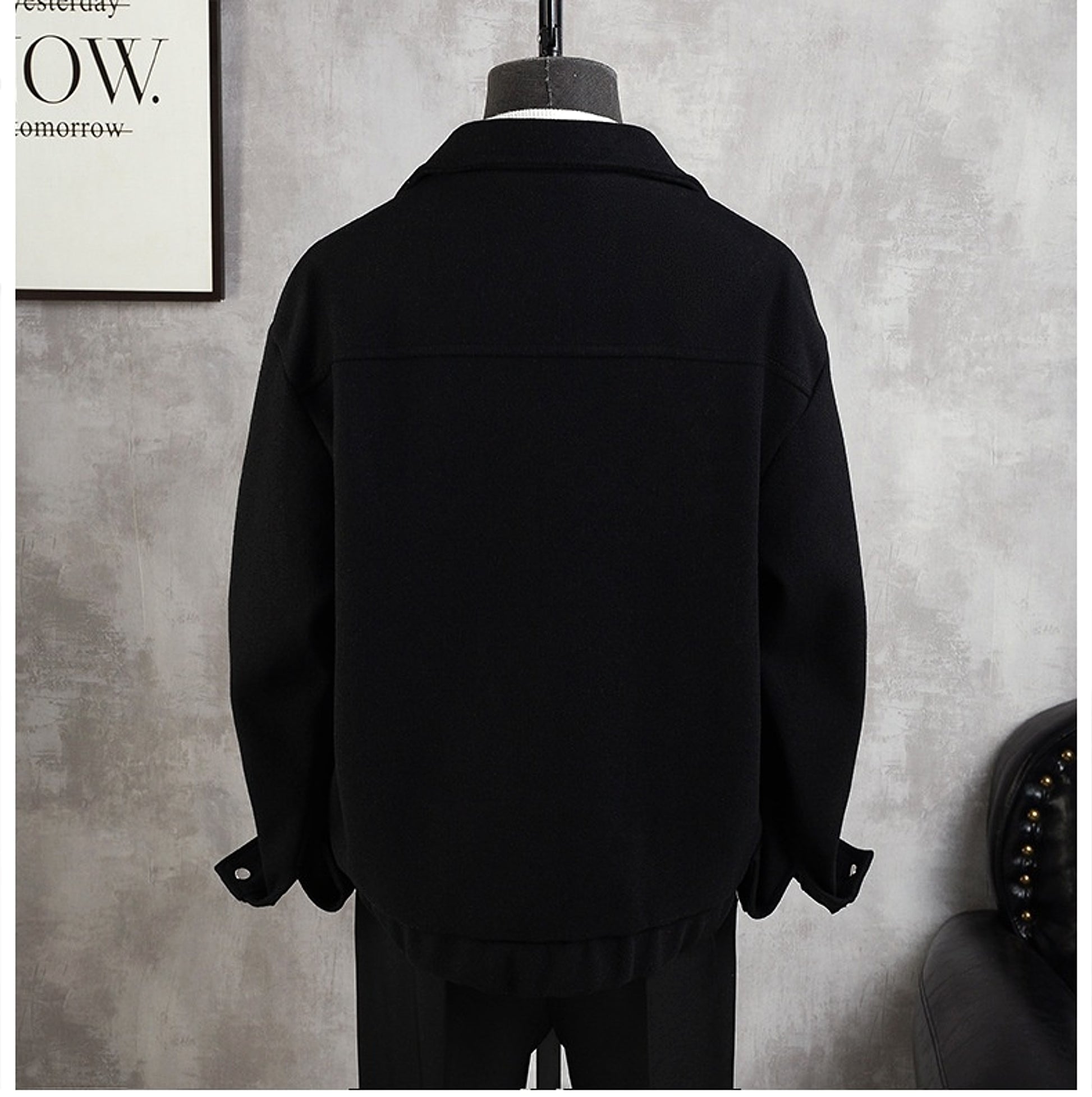 Suit Collar Woolen Jacket Coat Men's Thickened Casual Loose - enhanced image 6