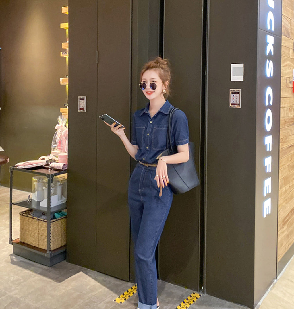 Summer New Short-sleeved Jumpsuit Overall Jeans Clothes Women's Jumpsuit - enhanced image 6