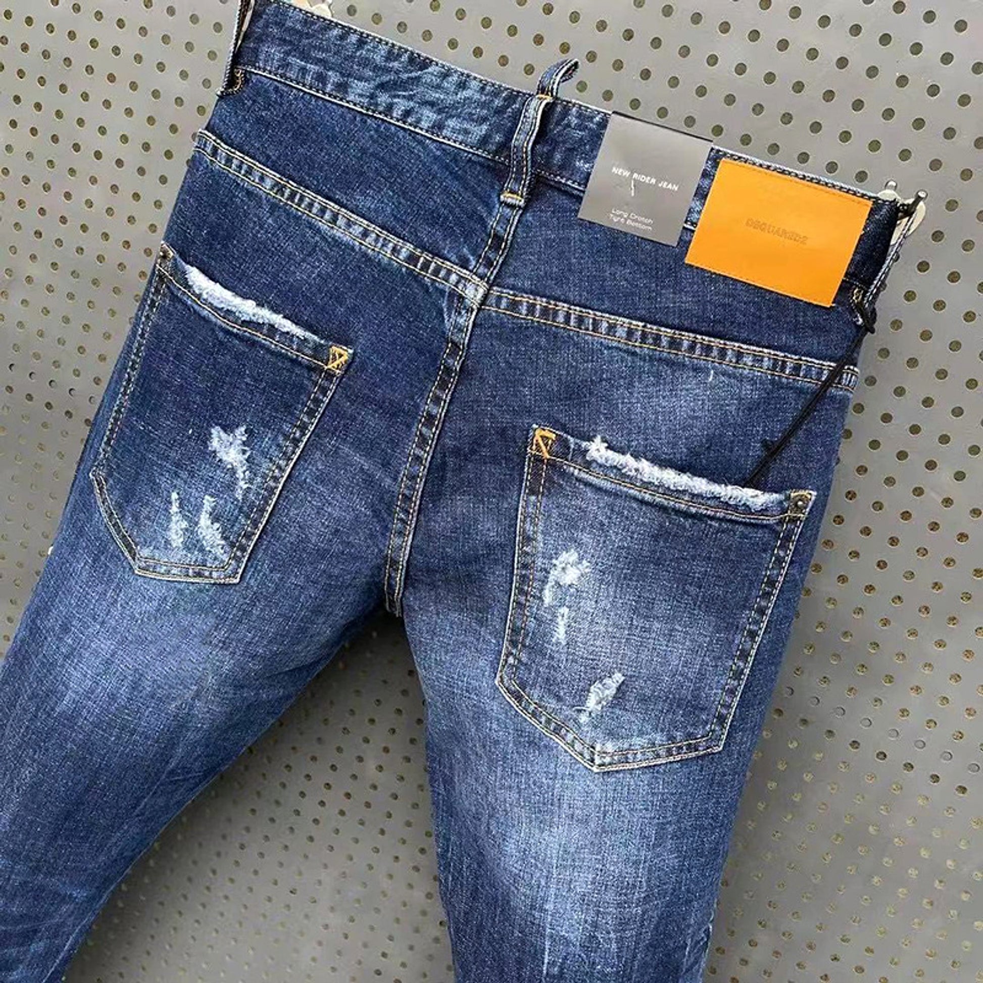 A1. Tatting Splash Paint Men's Slim-fit Patch Stretch DSQ Jeans - enhanced image 6