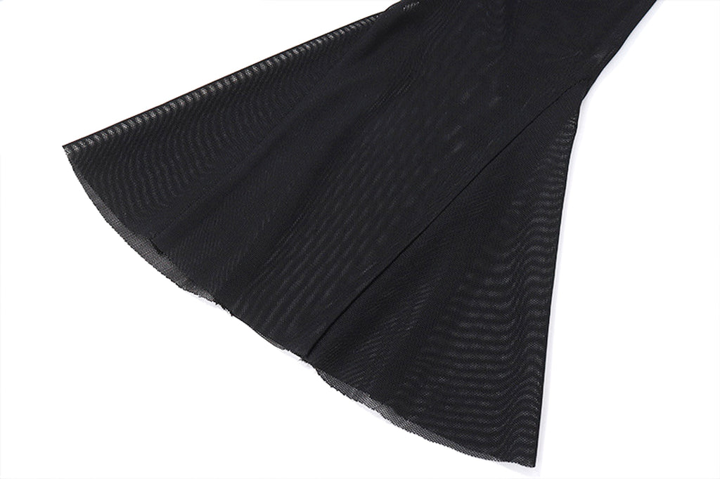 Temperament Crew Neck Horn Long Sleeve Mesh Dress Skinny Skirt - enhanced image 6