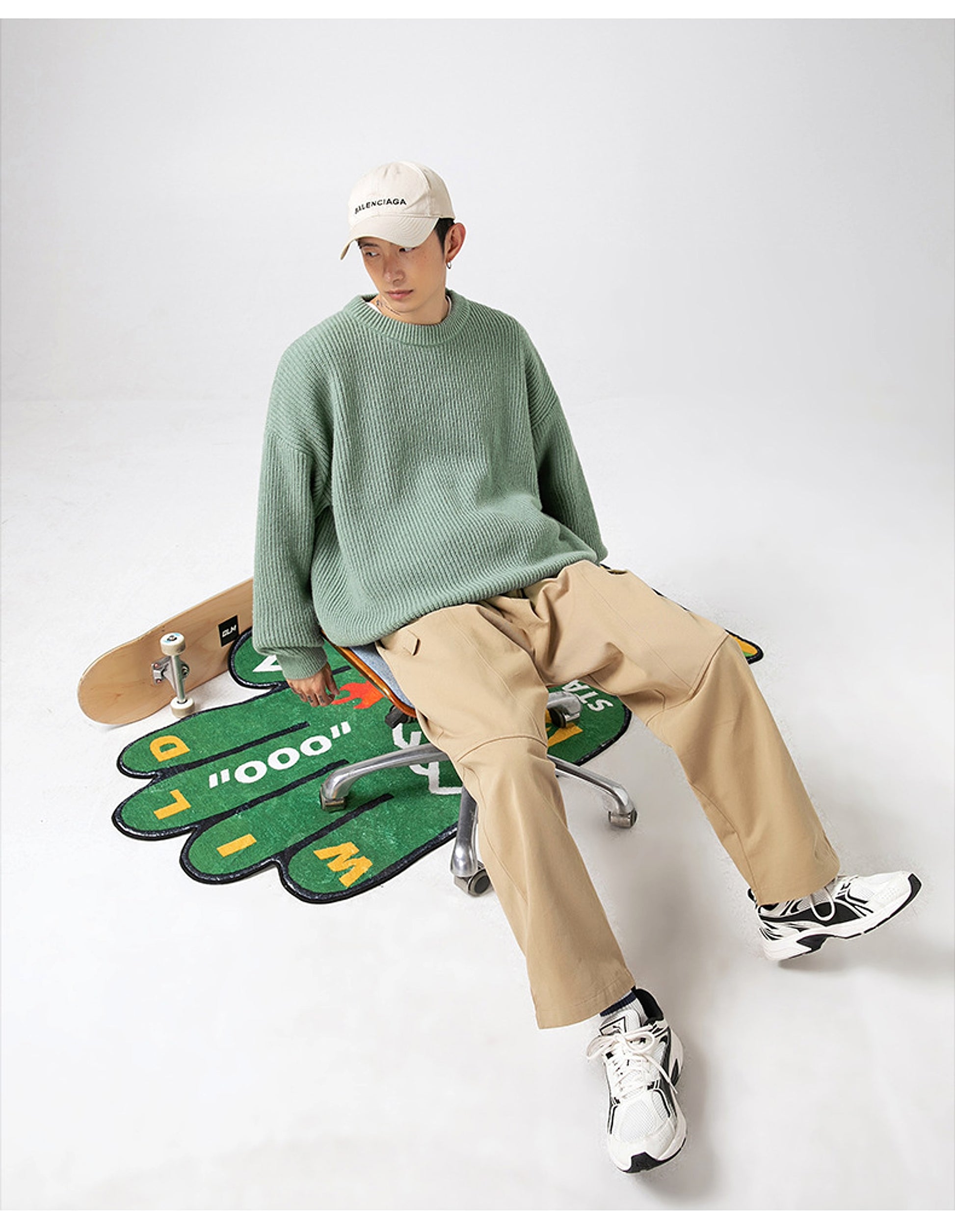 Thick Needle Sunken Stripe Texture Sweater Men's Autumn And Winter Solid Color Coat - enhanced image 6