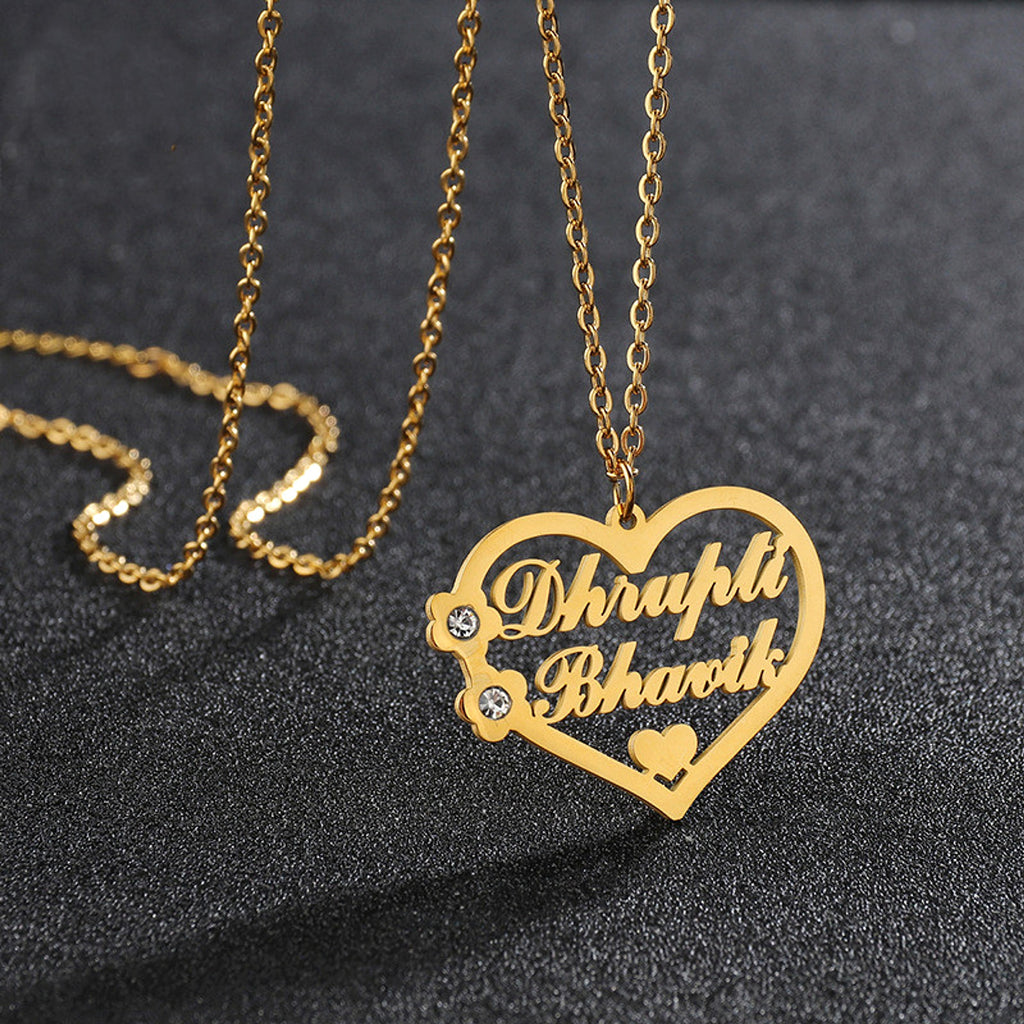 Titanium Steel Cut Heart-shaped Name Necklace Hollow Peach Heart With Diamonds - enhanced image 6