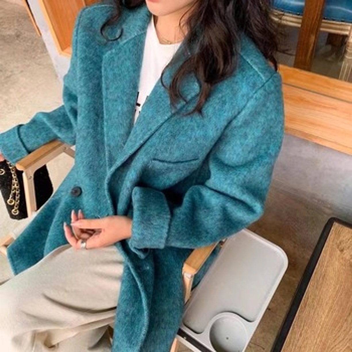 Water Ripple Cashmere Women's Long Reversible Coat – Luxury & Versatility - enhanced image 6