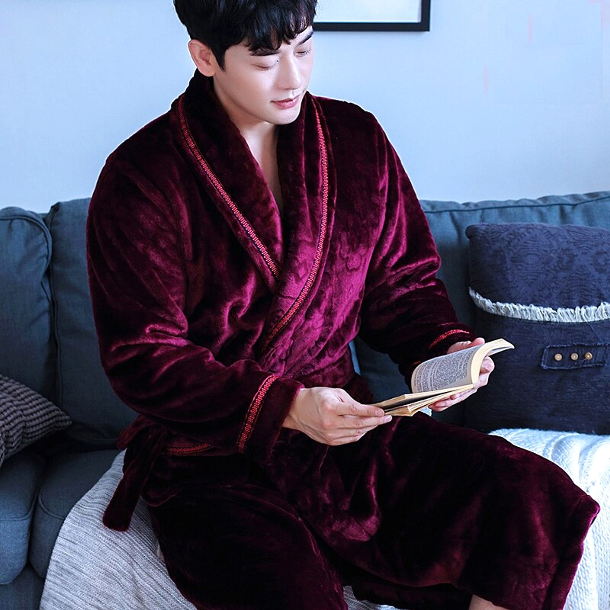 Winter Bathrobe Coral Fleece Couple Pajamas - enhanced image 6