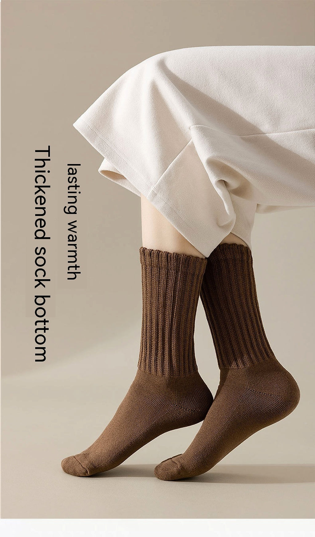 Winter Fleece-lined Thickened Middle Tube Cotton Thermal Terry Long Tube Casual Socks - enhanced image 6