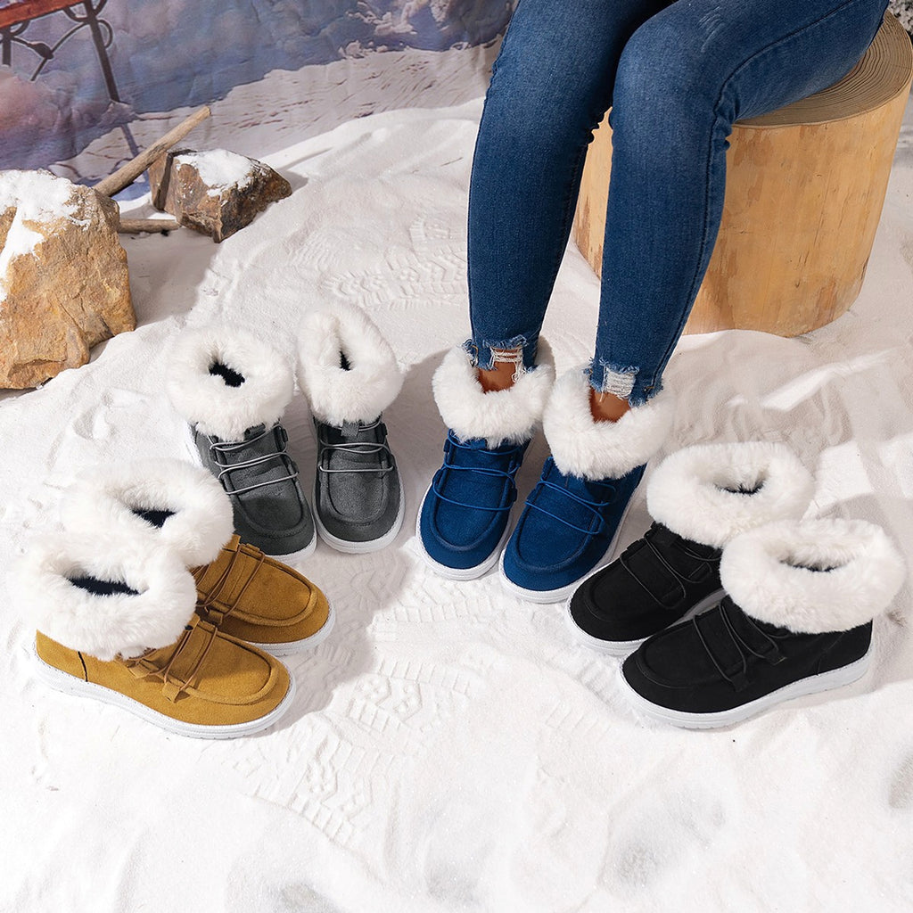 Winter Fleece Snow Boots For Women New Style Furry Casual Flat Plush Shoes Women's Warm Ankle Boots - enhanced image 6