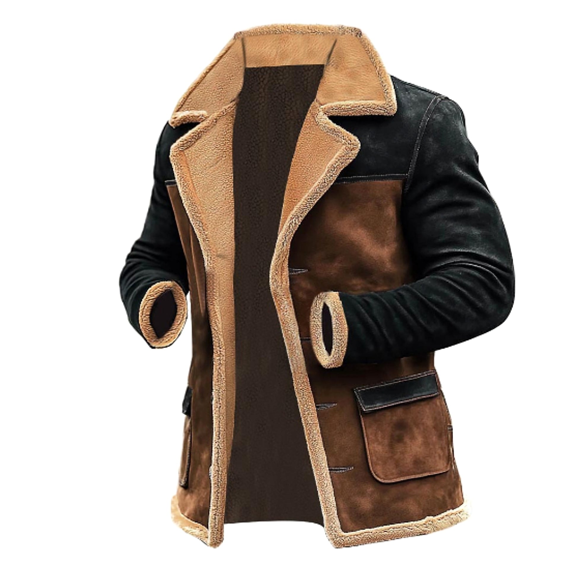 Winter Men's Vintage Suede Color Matching Casual Jacket - enhanced image 6