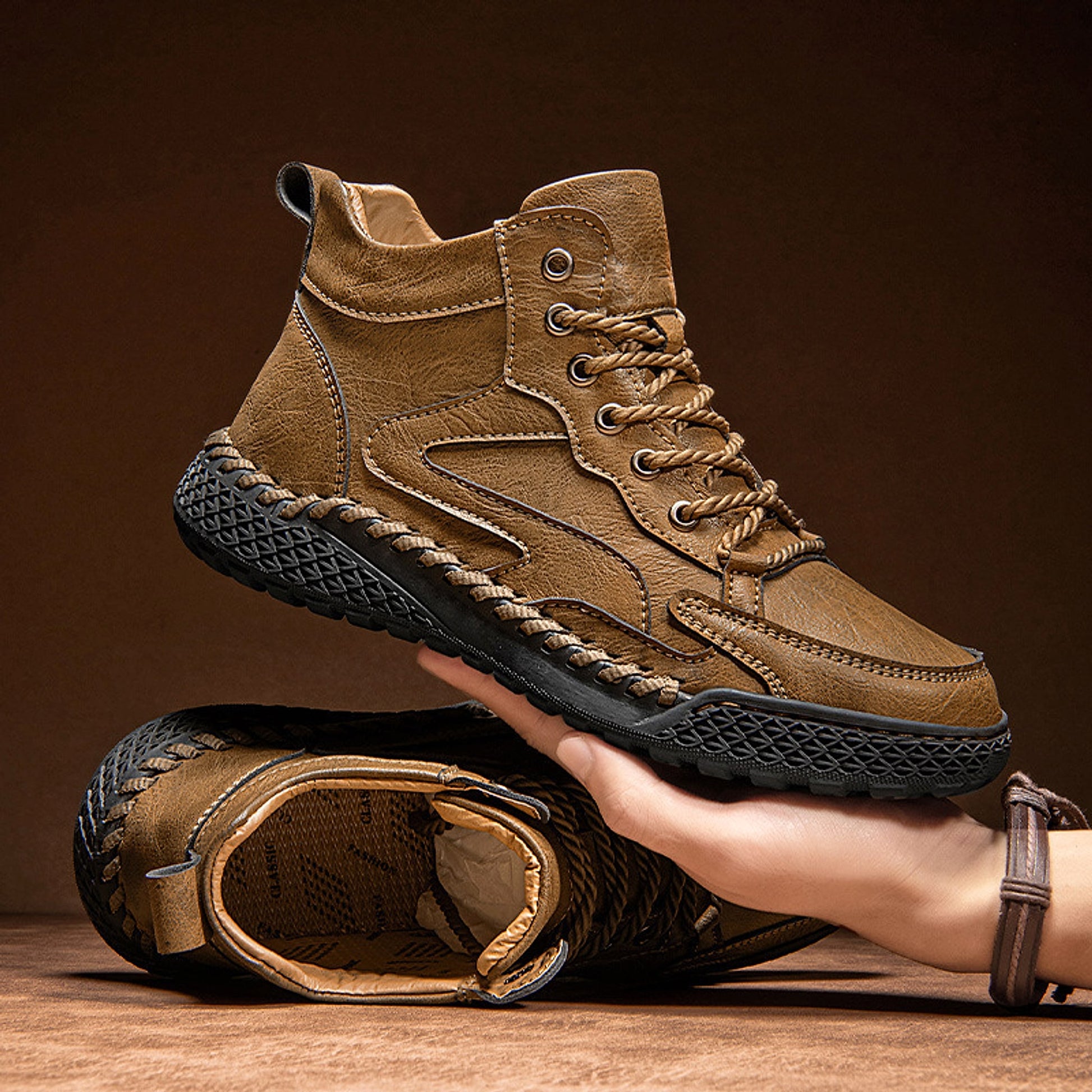 Winter Plush Insulated High Top Leather Shoes Men - enhanced image 6