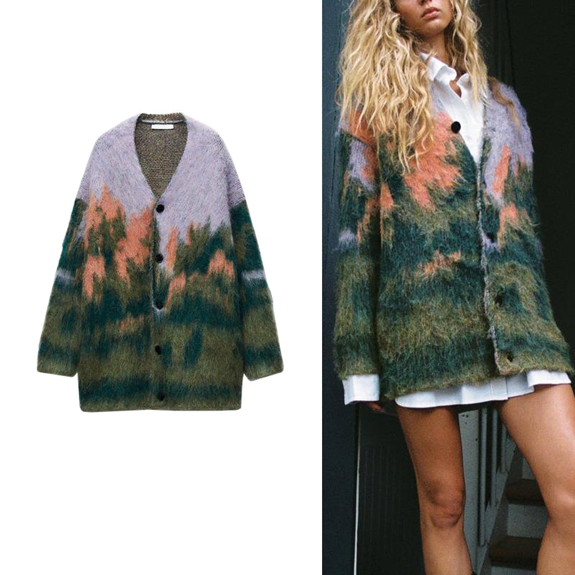 Women Sweater Long Sleeve V-neck Landscape Pattern Knitted - enhanced image 6