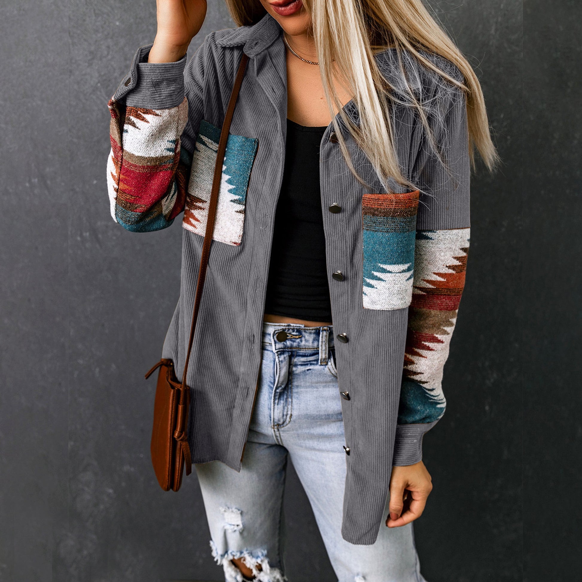Women's Corduroy Casual Cardigan Coat Jacket - enhanced image 6