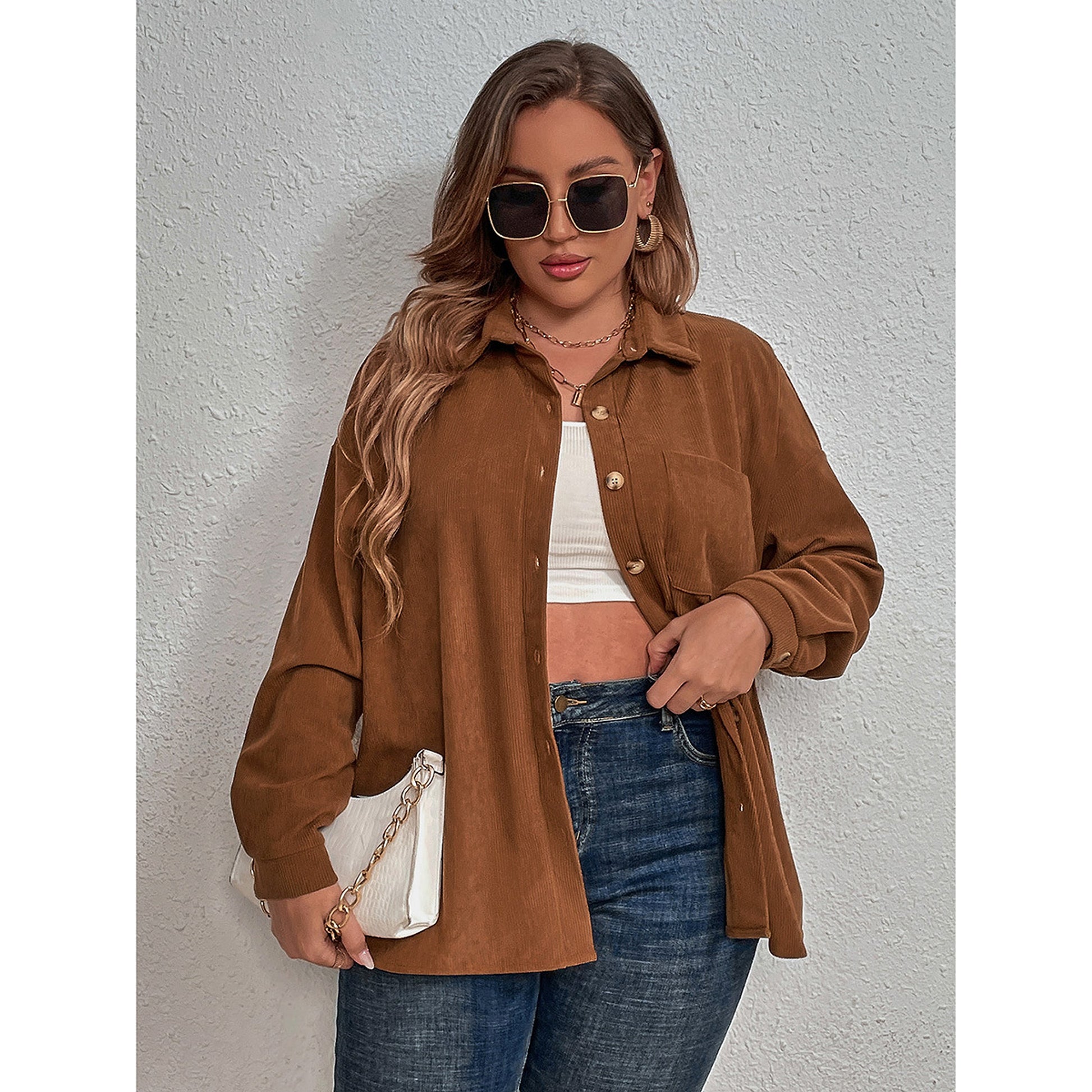 Women's Corduroy Long-sleeved  Dress Shirt - enhanced image 6