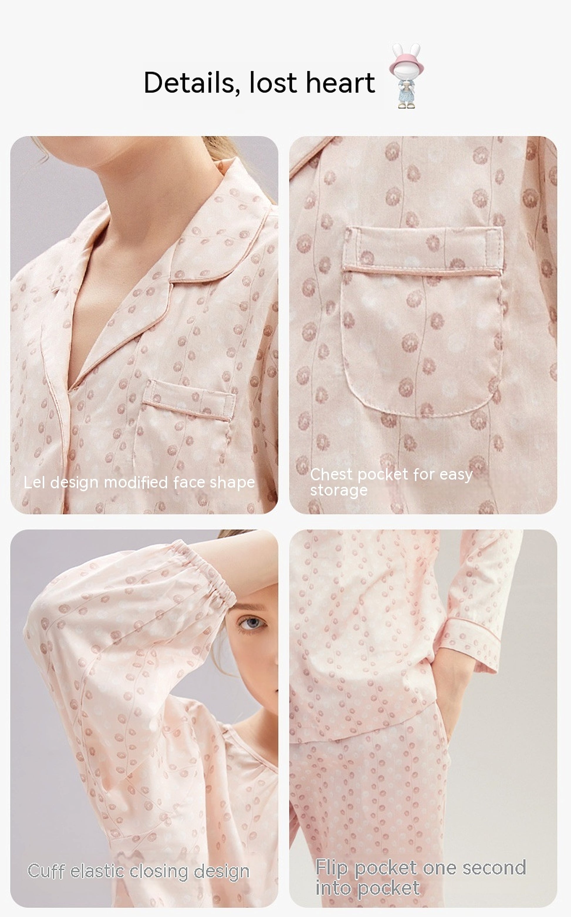 Women's Cotton Pajamas Spring Long-sleeved Homewear Thin New - enhanced image 6